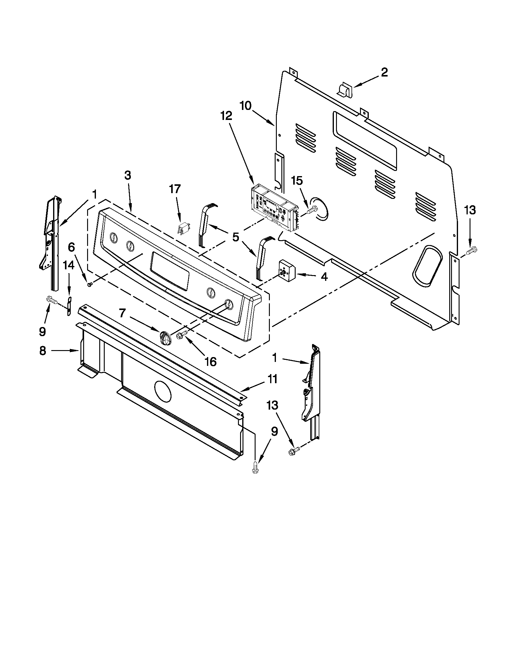 Amana AER5524XAD1 control panel parts diagram