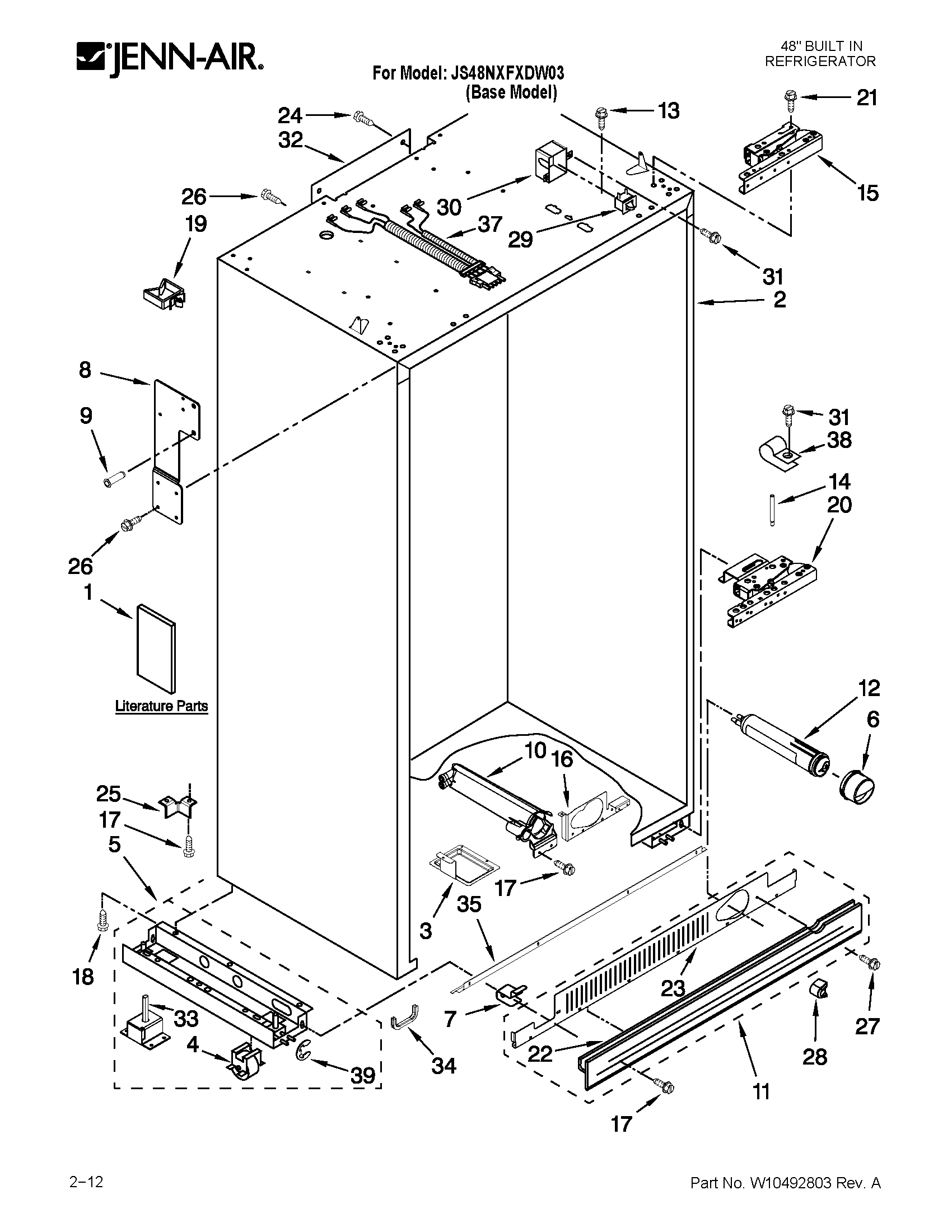 Jenn-Air JS48NXFXDW03 cabinet parts diagram