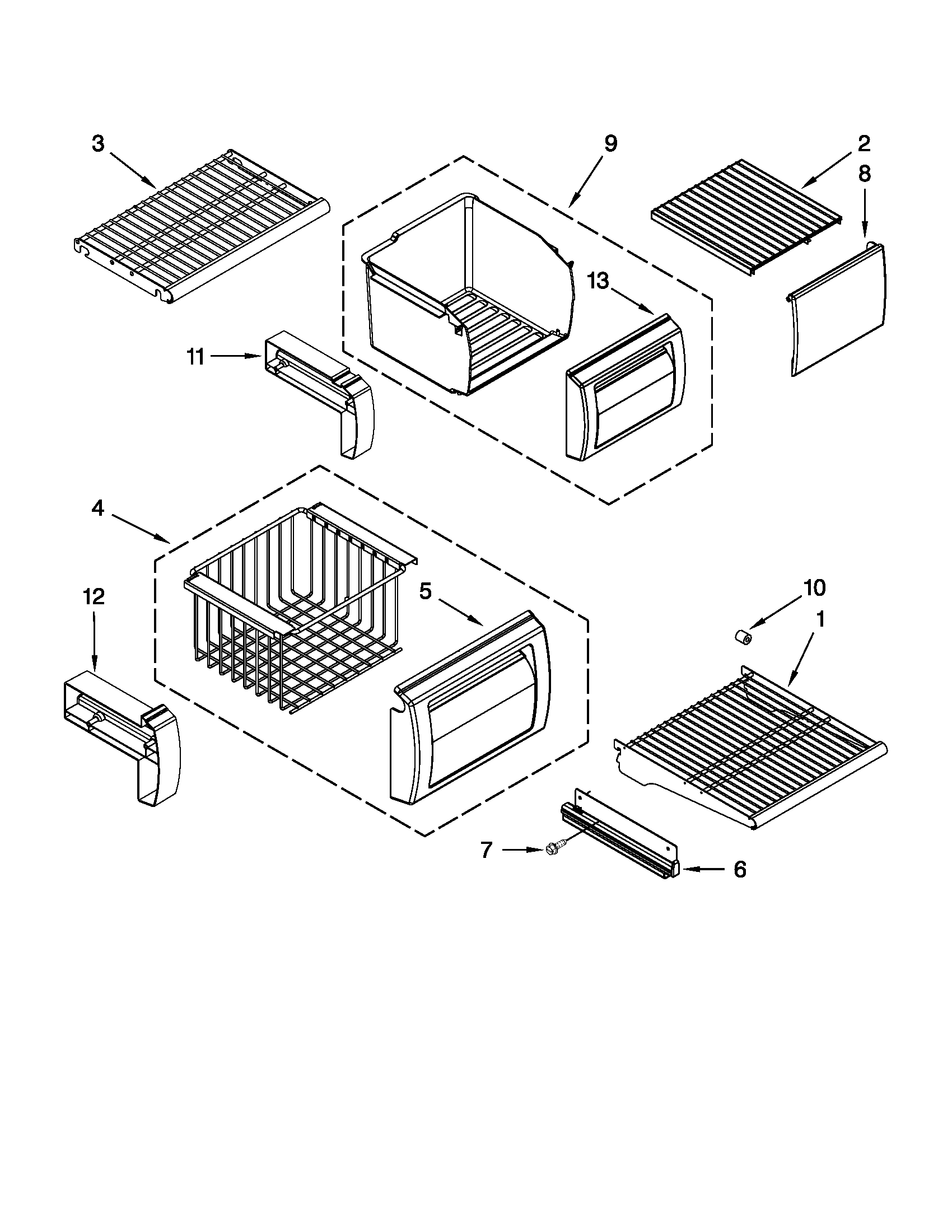Jenn-Air JS48NXFXDW03 freezer shelf parts diagram