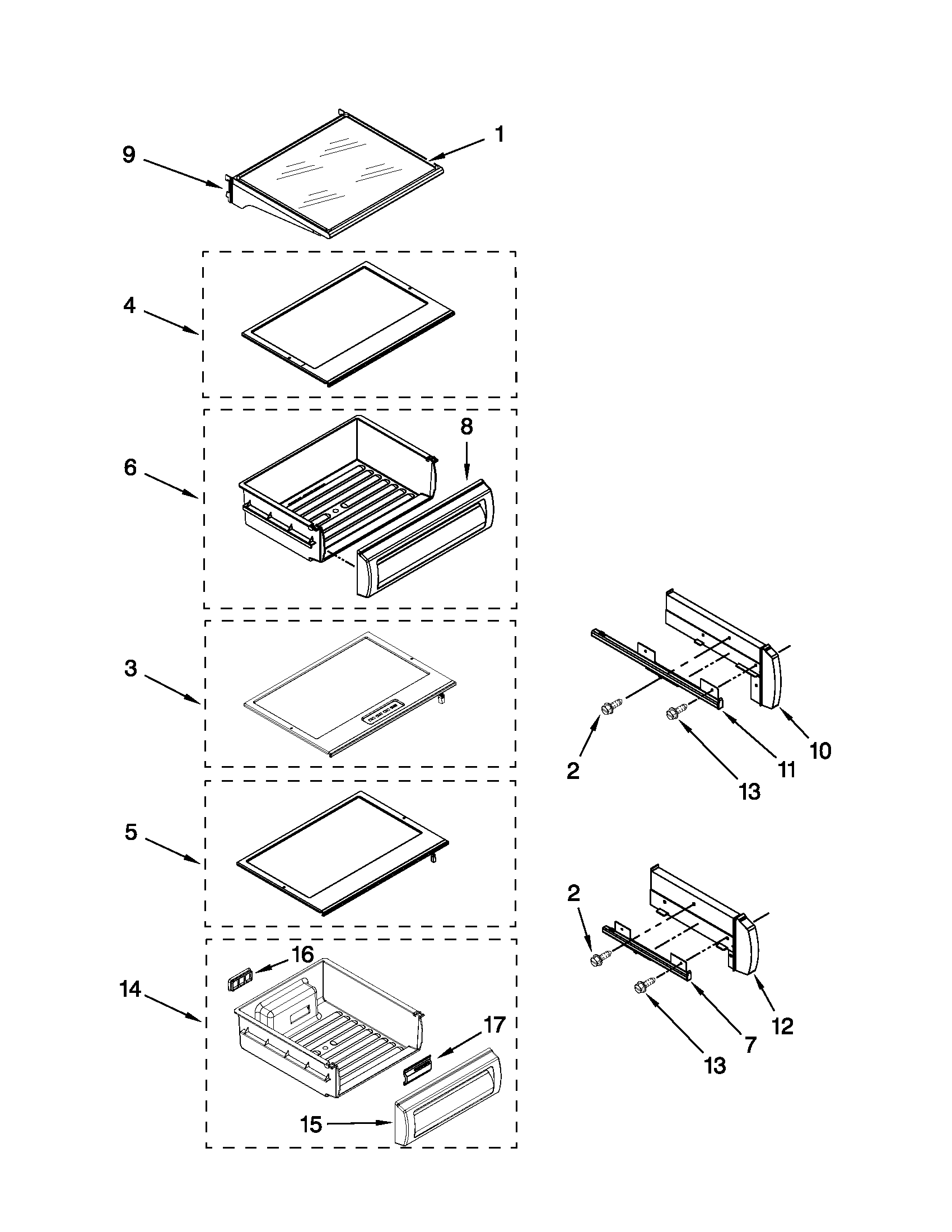 Jenn-Air JS48NXFXDW03 refrigerator shelf parts diagram