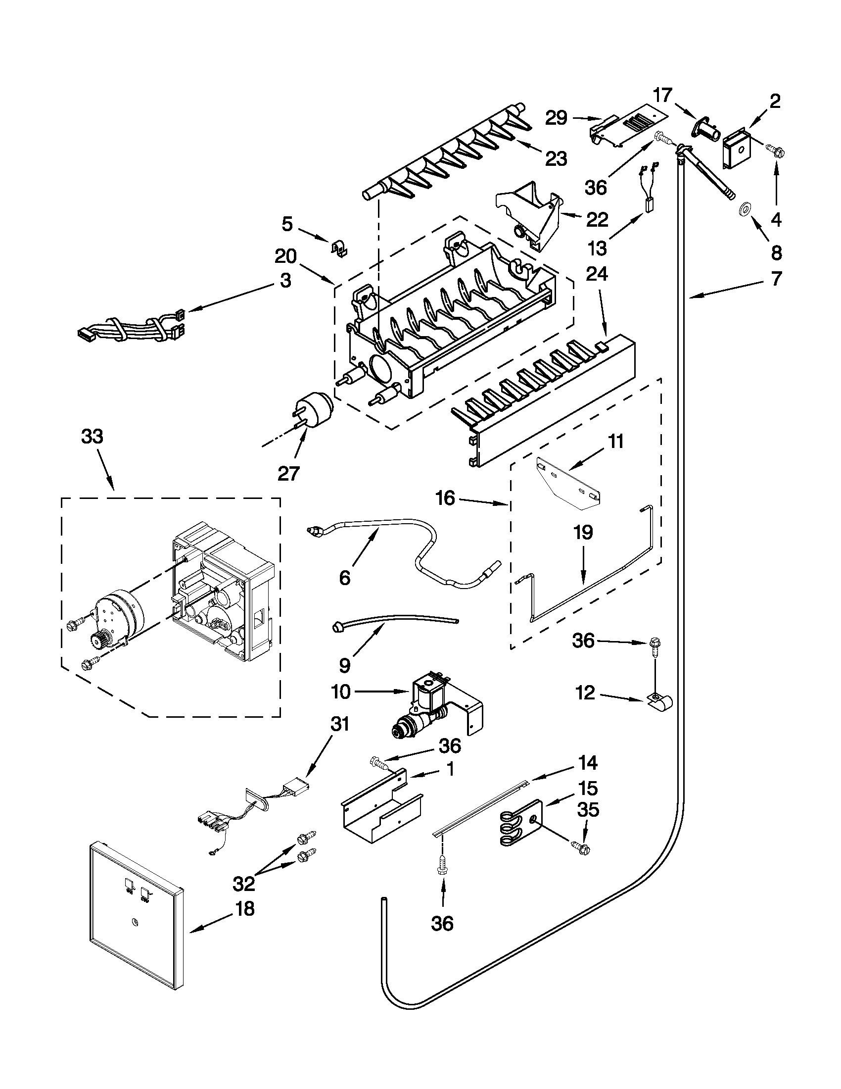 Jenn-Air JS48NXFXDW03 icemaker parts diagram