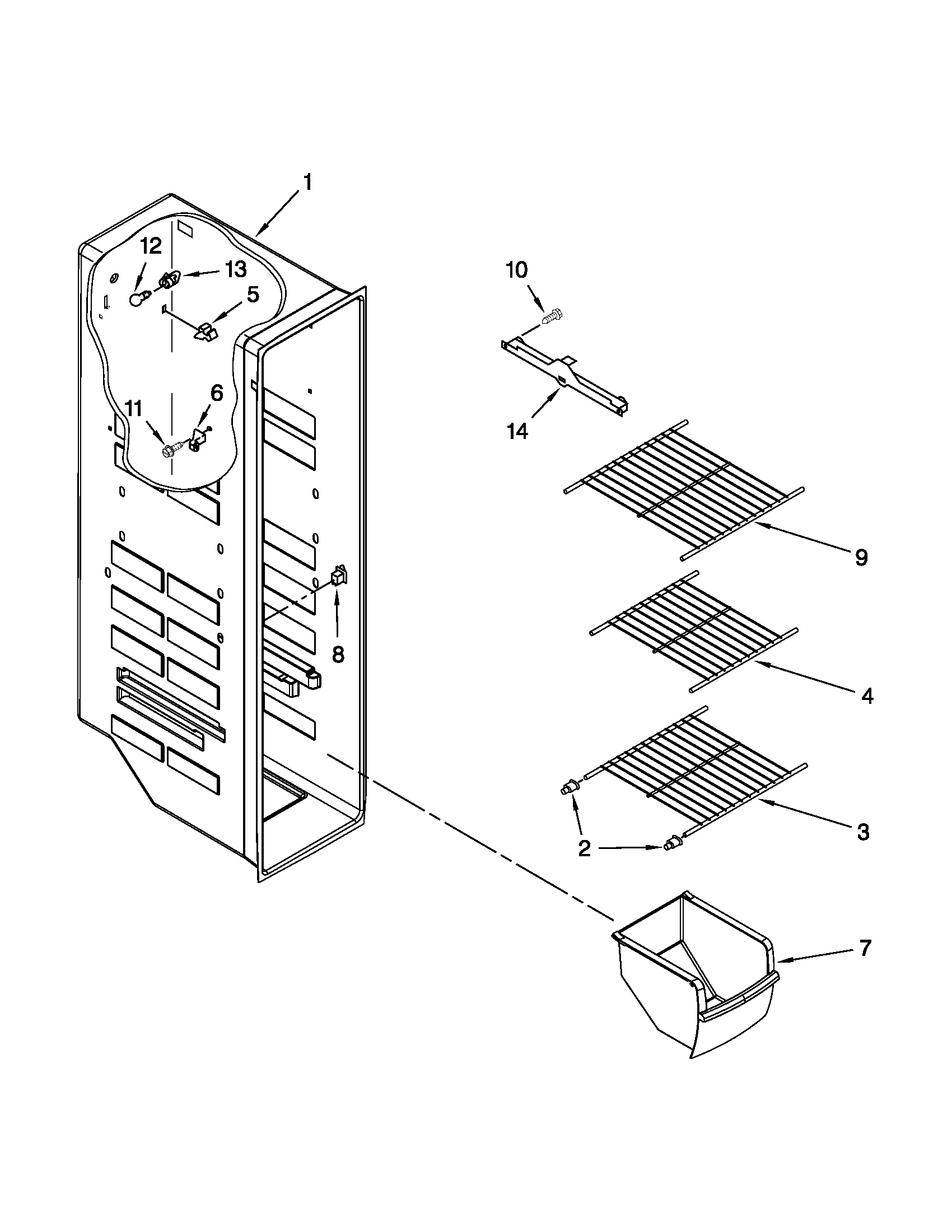 Whirlpool ED2DHEXWQ00 freezer liner parts diagram