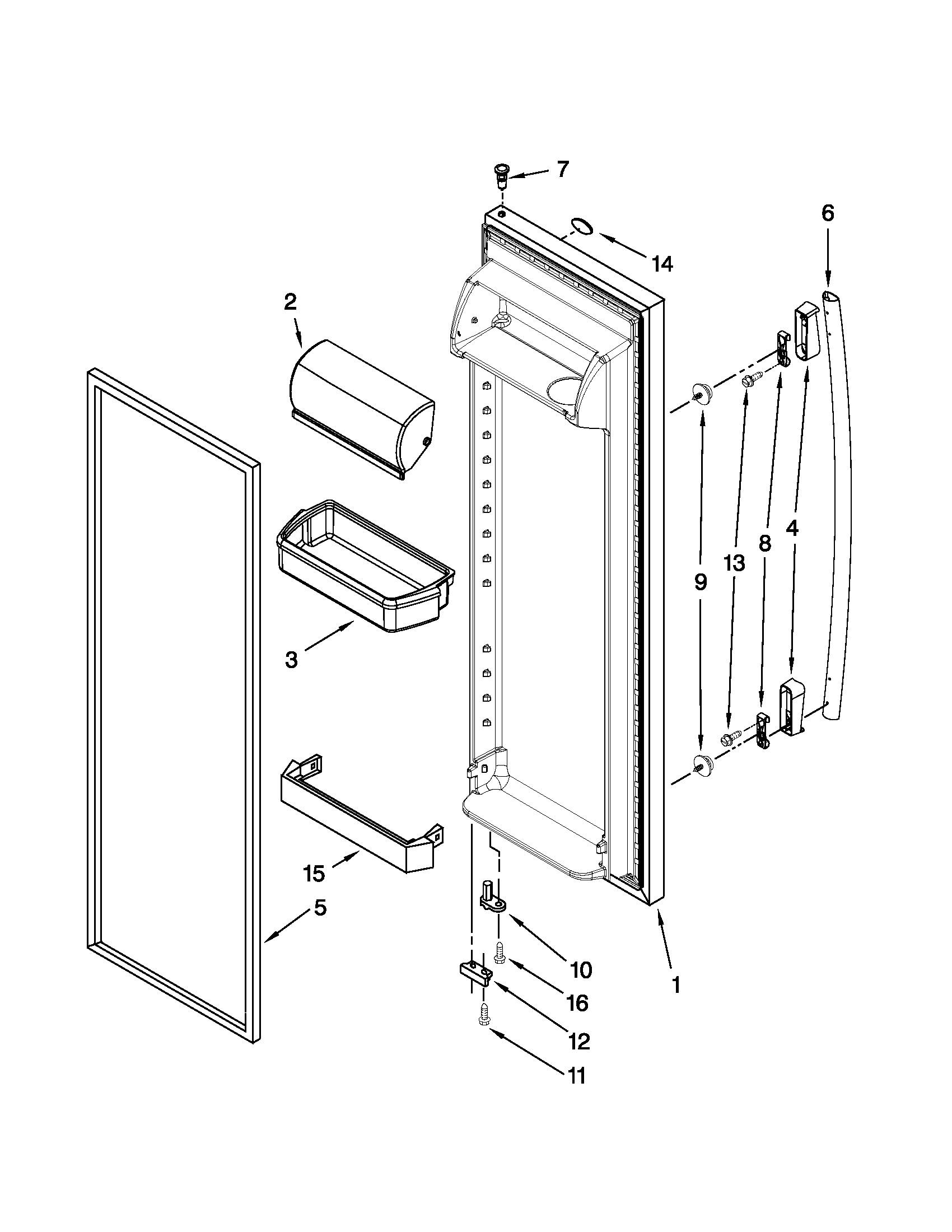 Whirlpool ED2DHEXWQ00 refrigerator door parts diagram