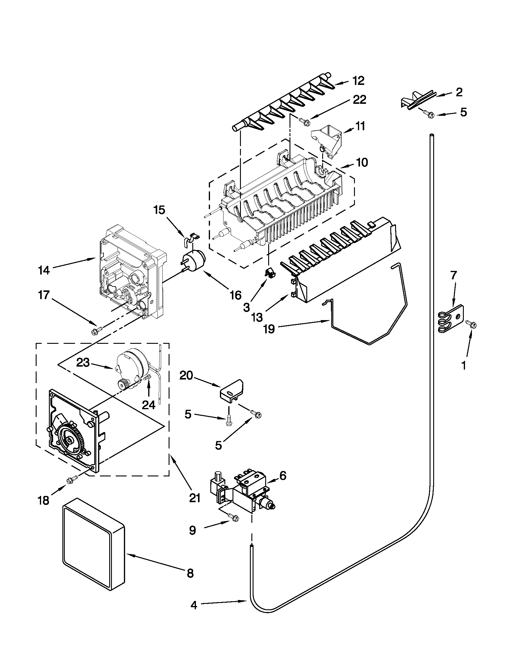 Whirlpool ED2DHEXWQ00 icemaker parts diagram