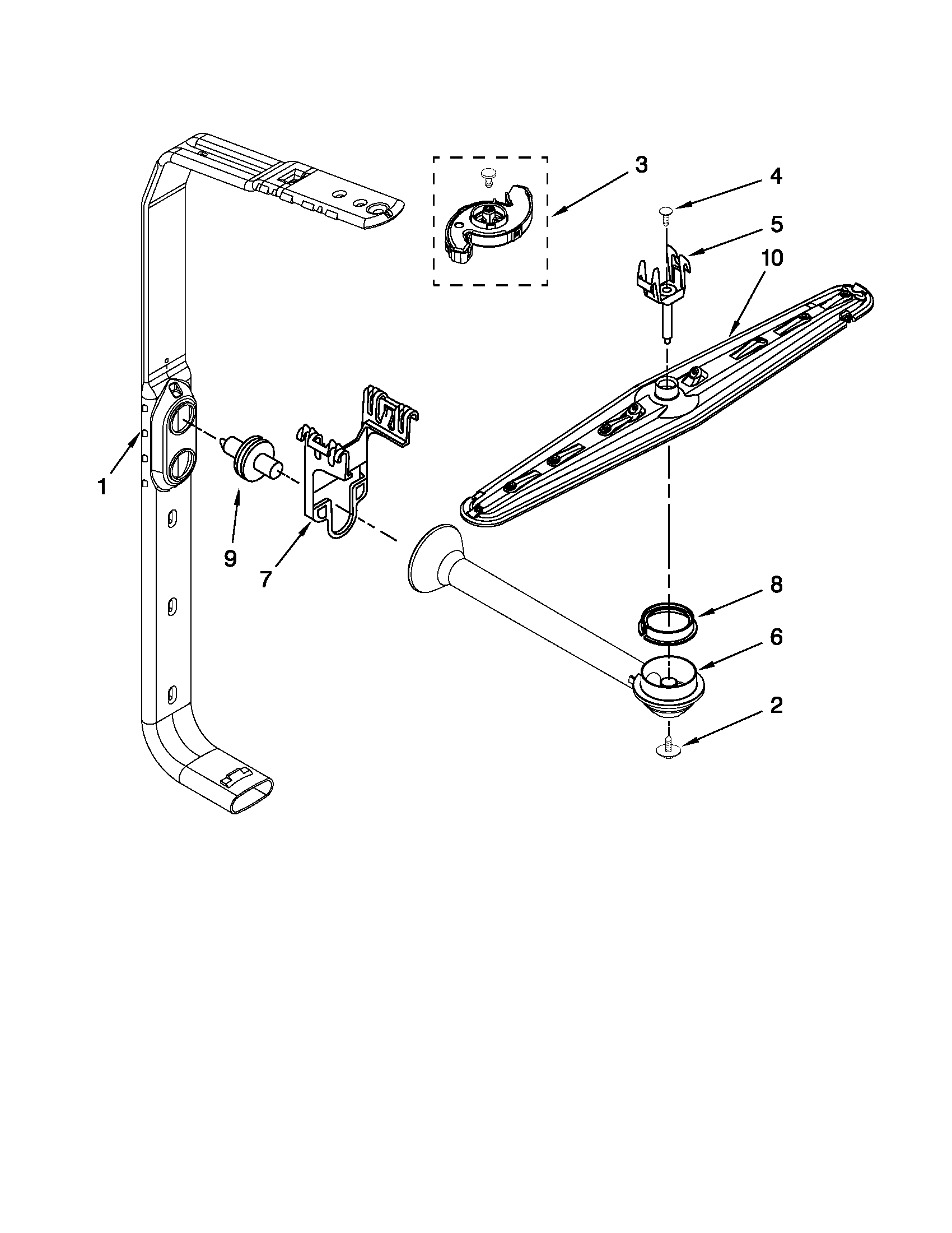 Whirlpool GU2275XTVB3 upper wash and rinse parts diagram