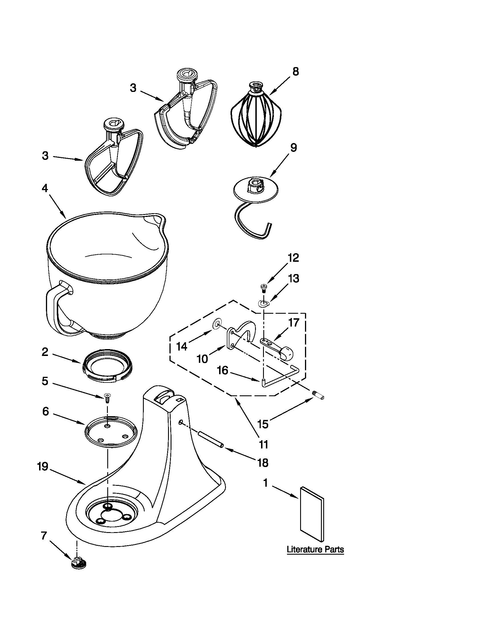 KitchenAid KSM154GBQWH0 base and pedestal unit diagram