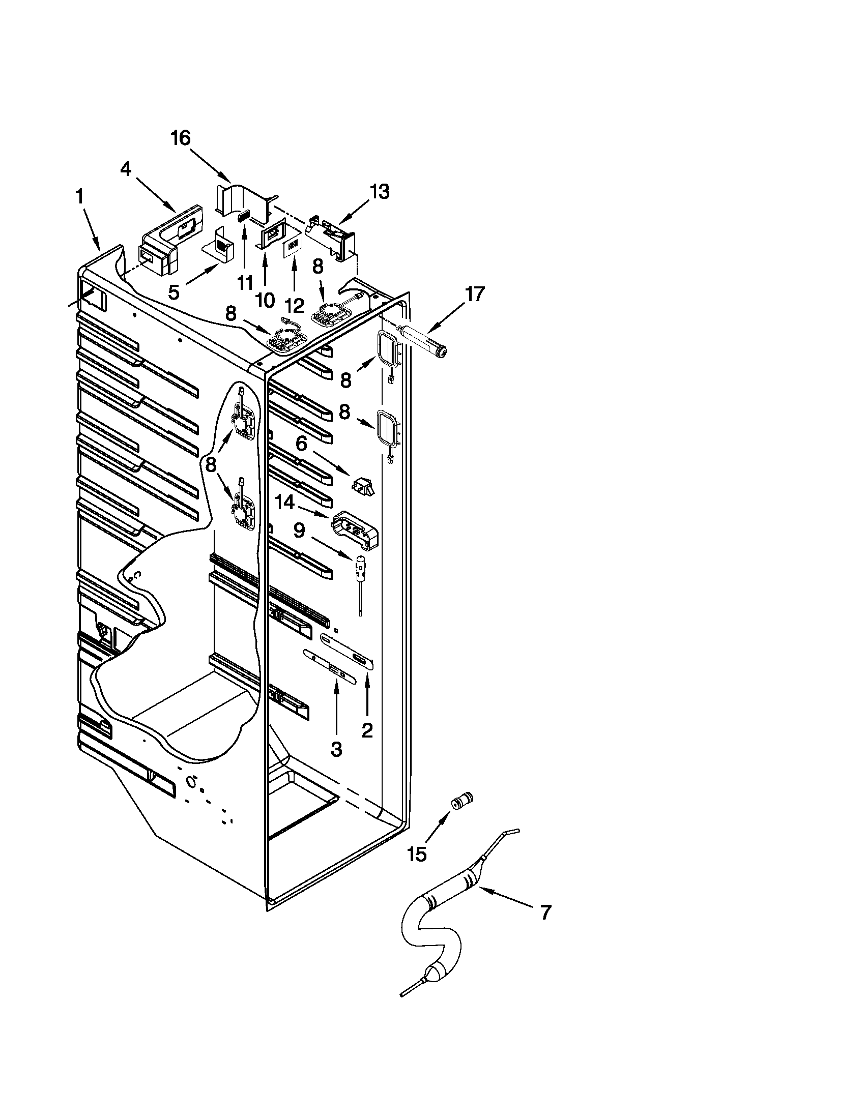 Whirlpool GSS30C6EYW03 refrigerator liner parts diagram