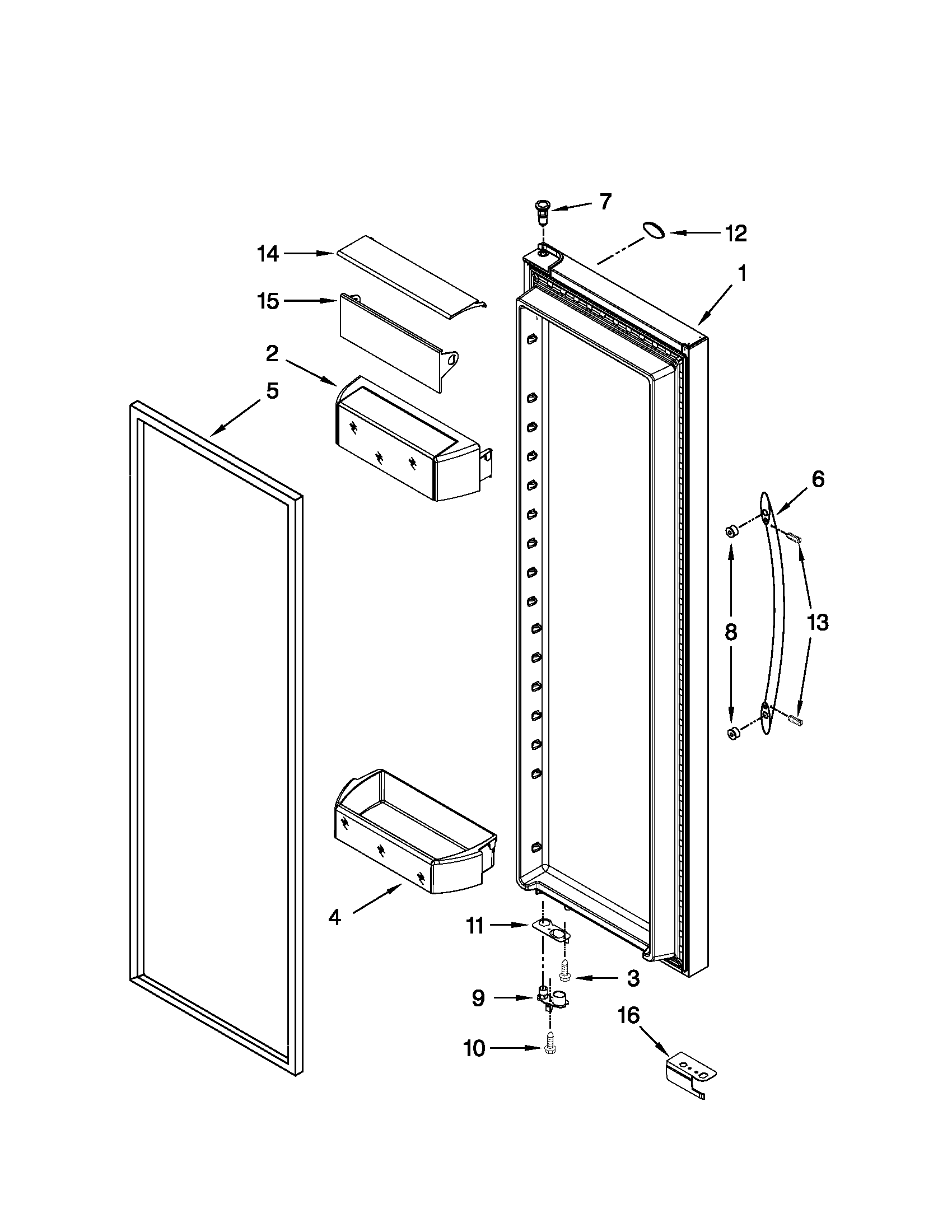 Whirlpool GSS30C6EYW03 refrigerator door parts diagram