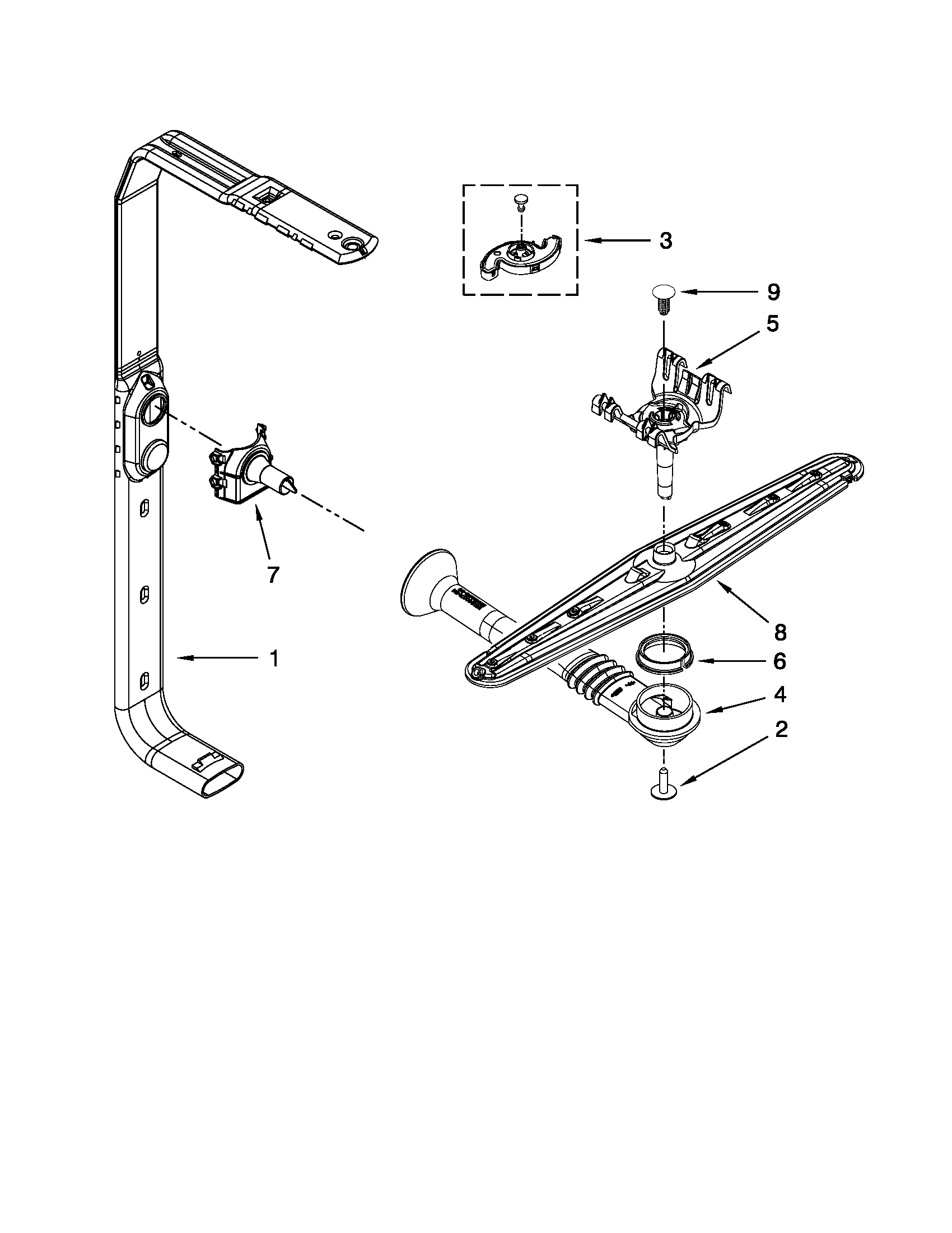 Maytag MDB4709AWW0 upper wash and rinse parts diagram