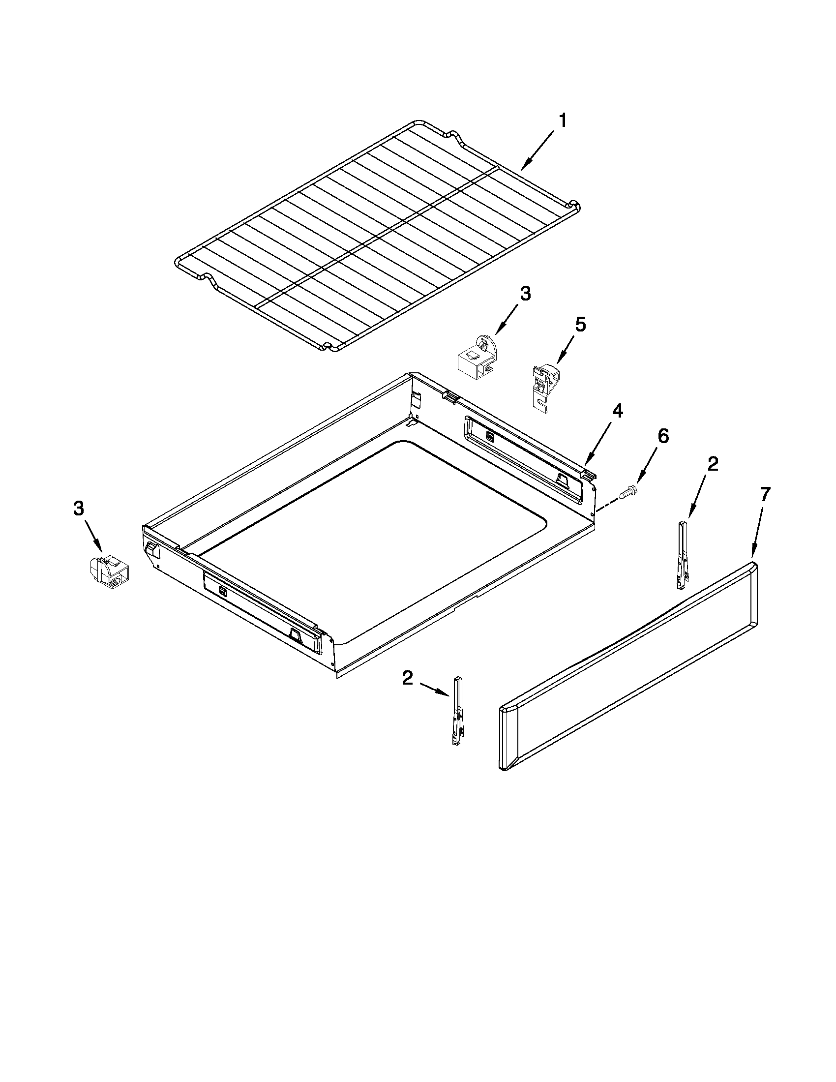 Maytag MGR7685AW0 drawer and rack parts diagram