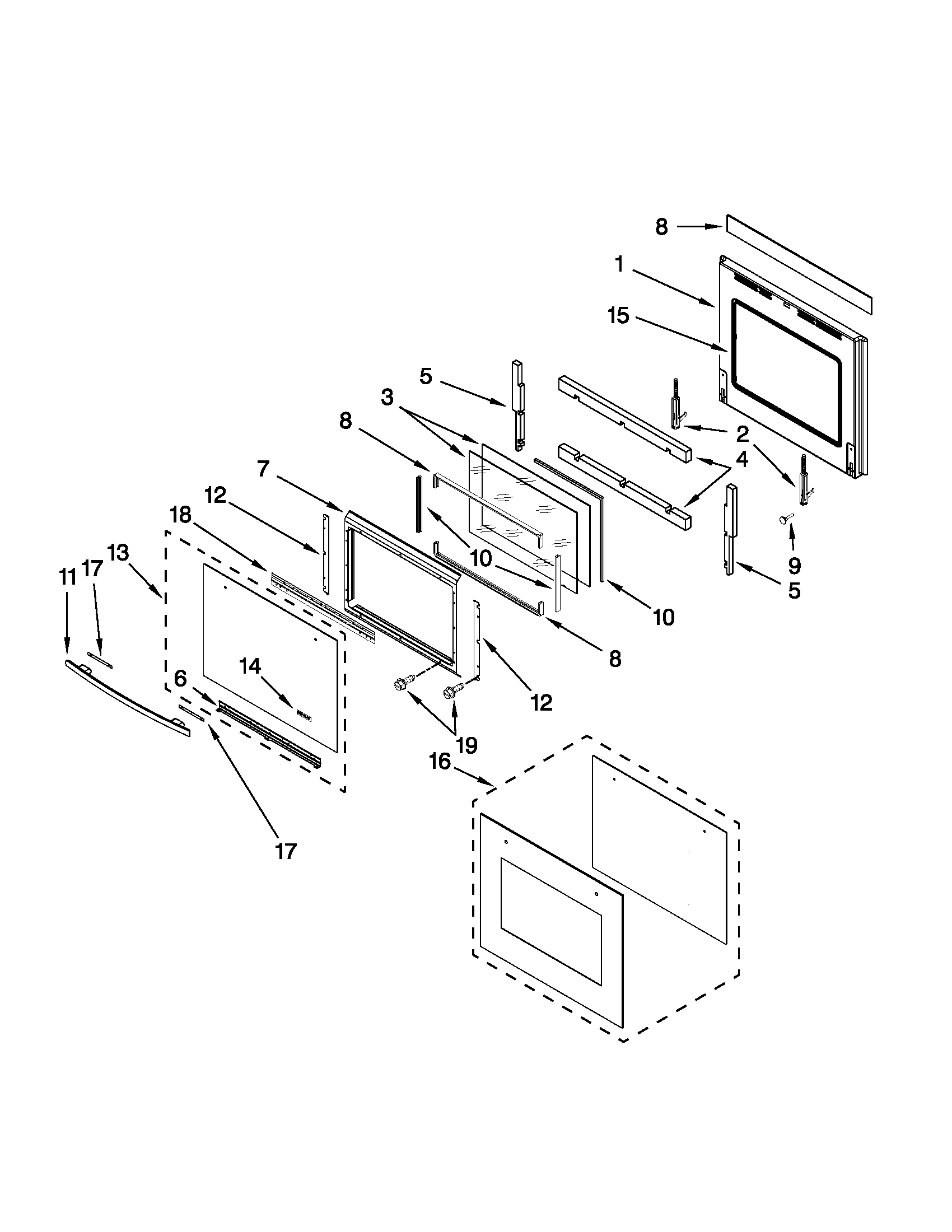Jenn-Air JJW2430WR01 oven door parts diagram