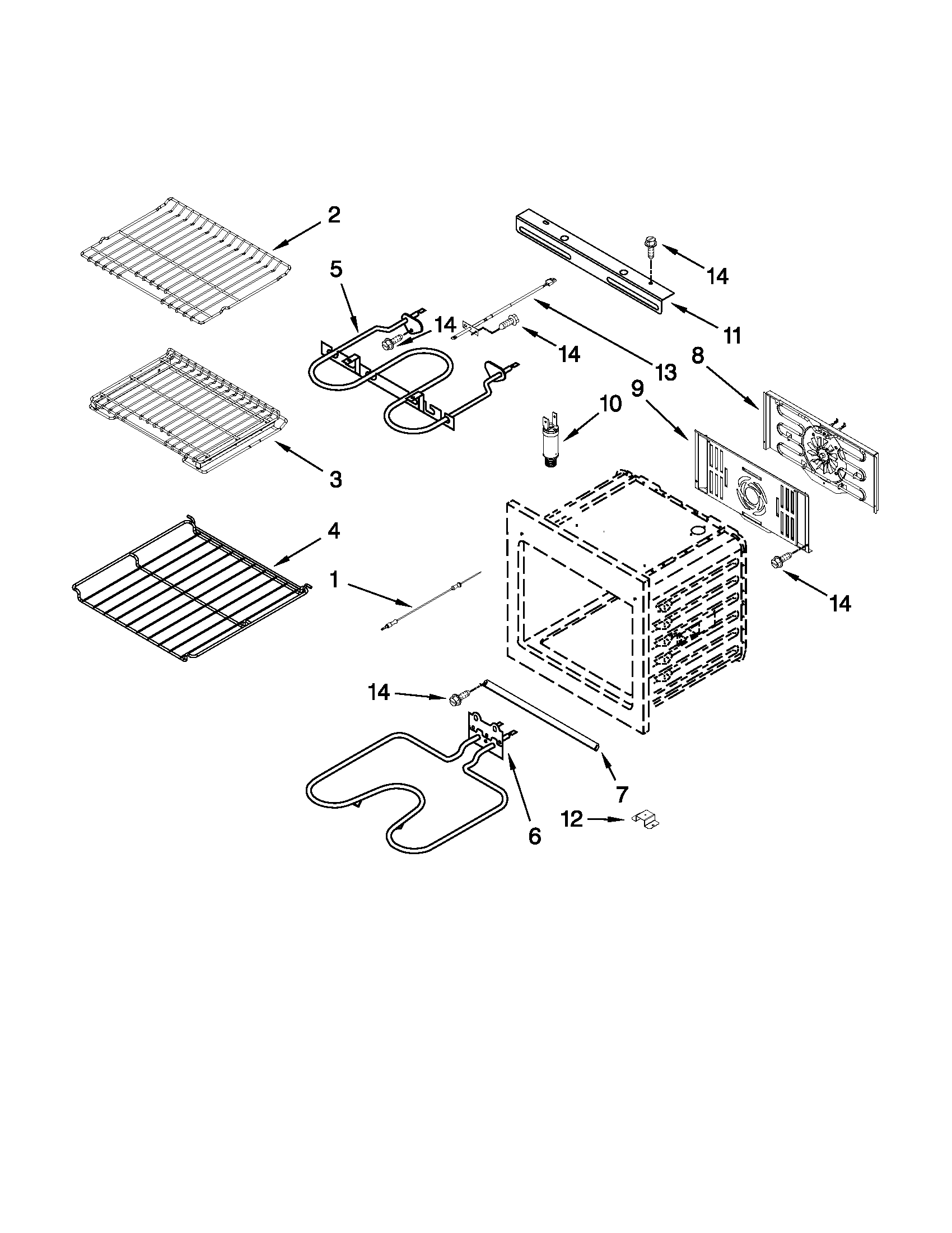 Jenn-Air JJW2430WR01 internal oven parts diagram