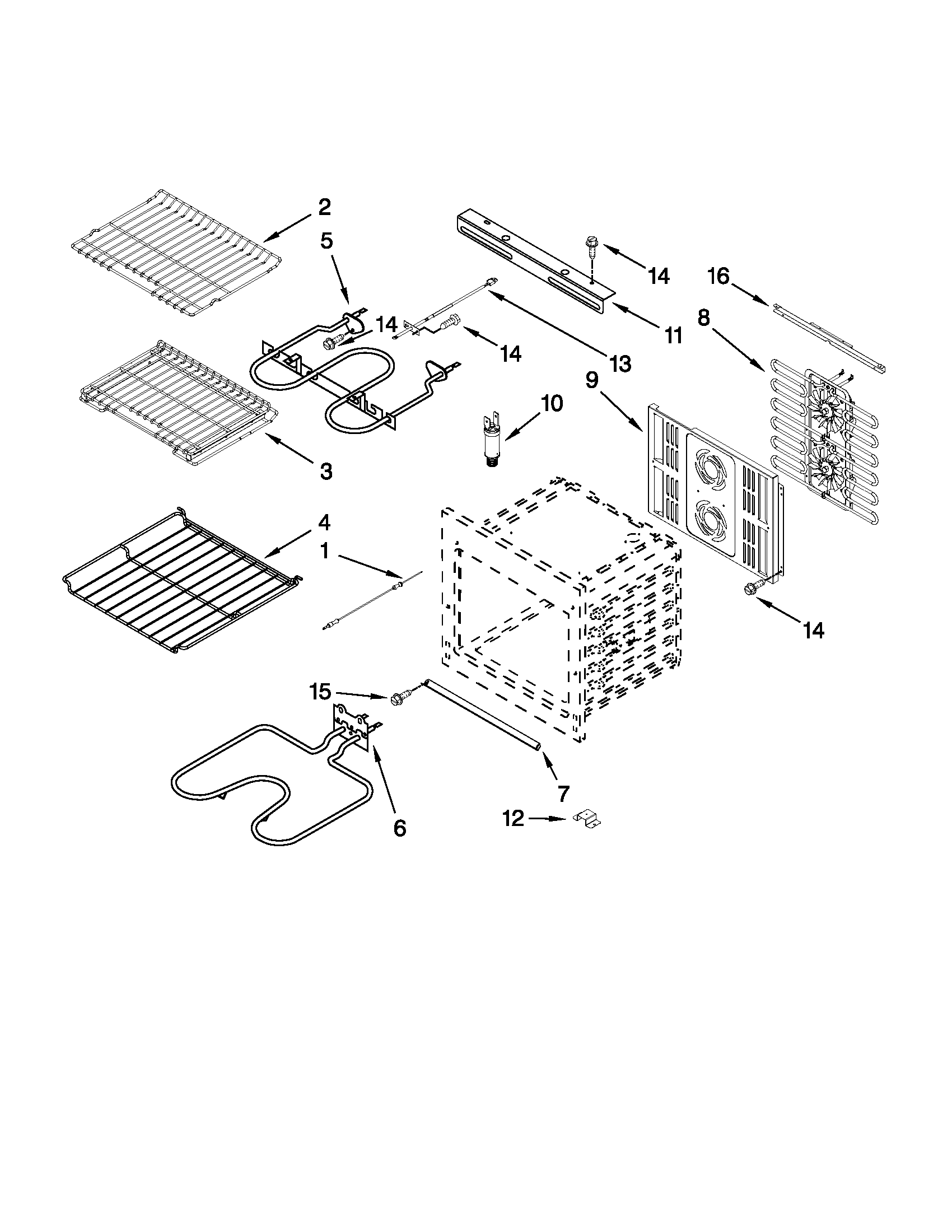 Jenn-Air JJW3430WS01 internal oven parts diagram