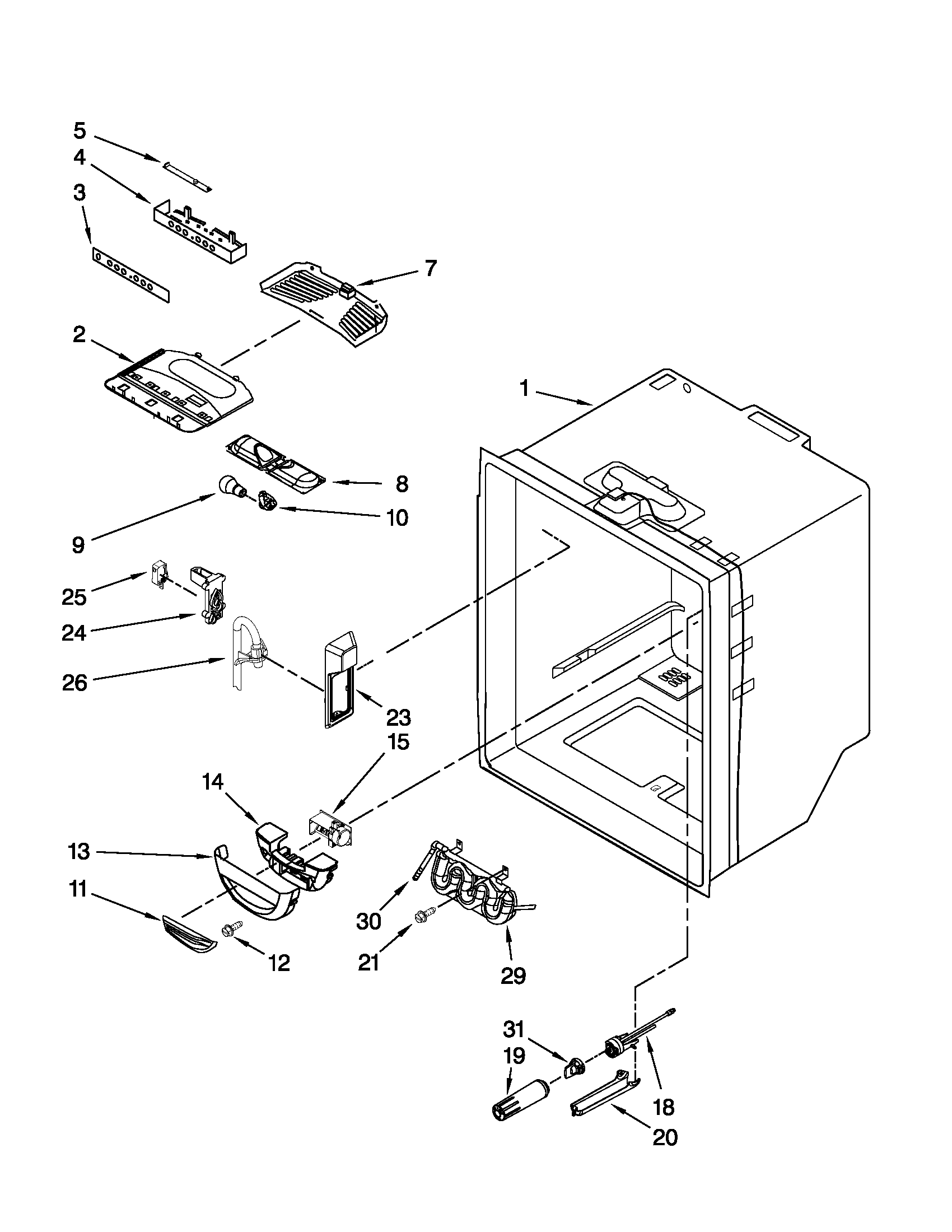 Jenn-Air JFC2290VTB3 refrigerator liner parts diagram