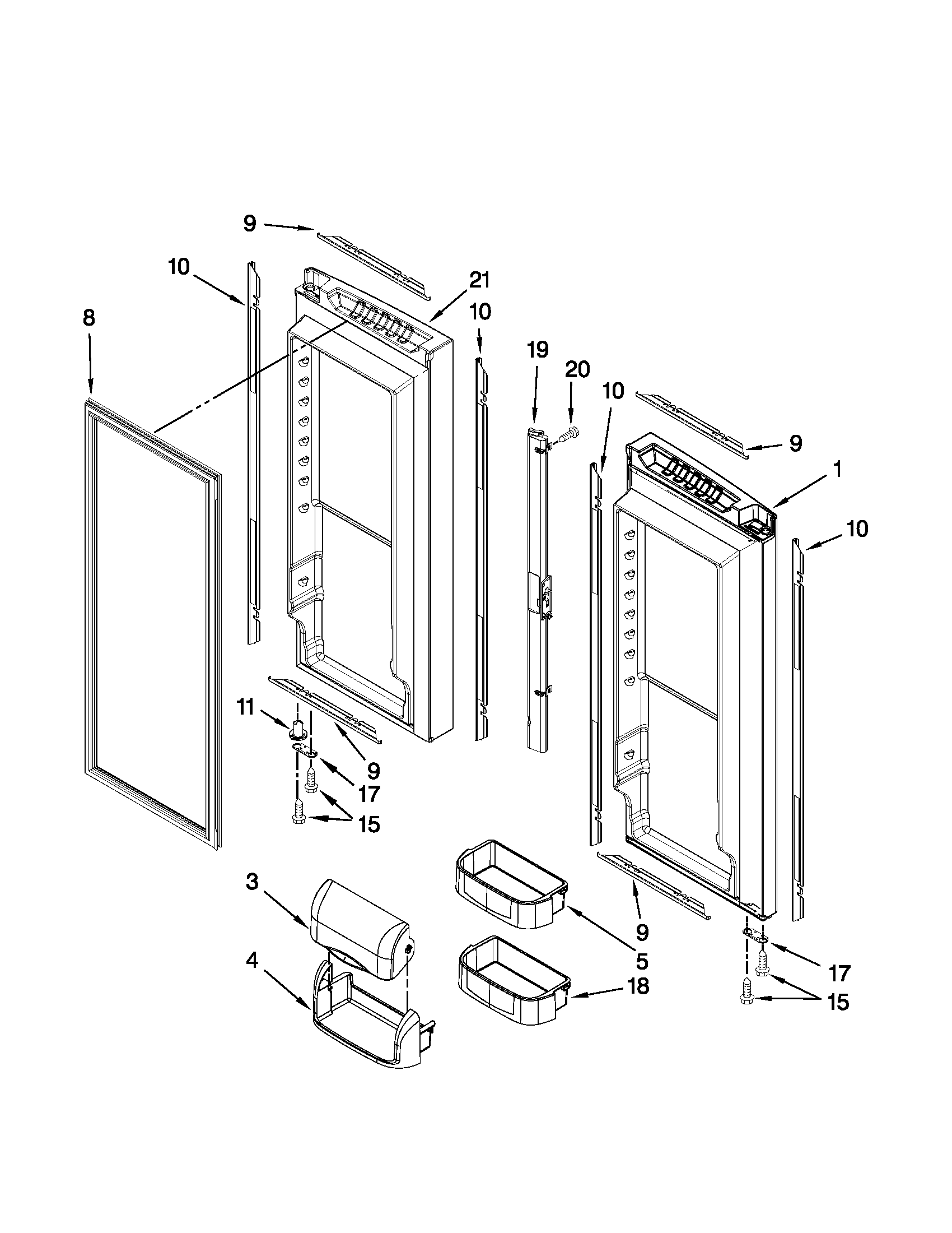 Jenn-Air JFC2290VTB3 refrigerator door parts diagram