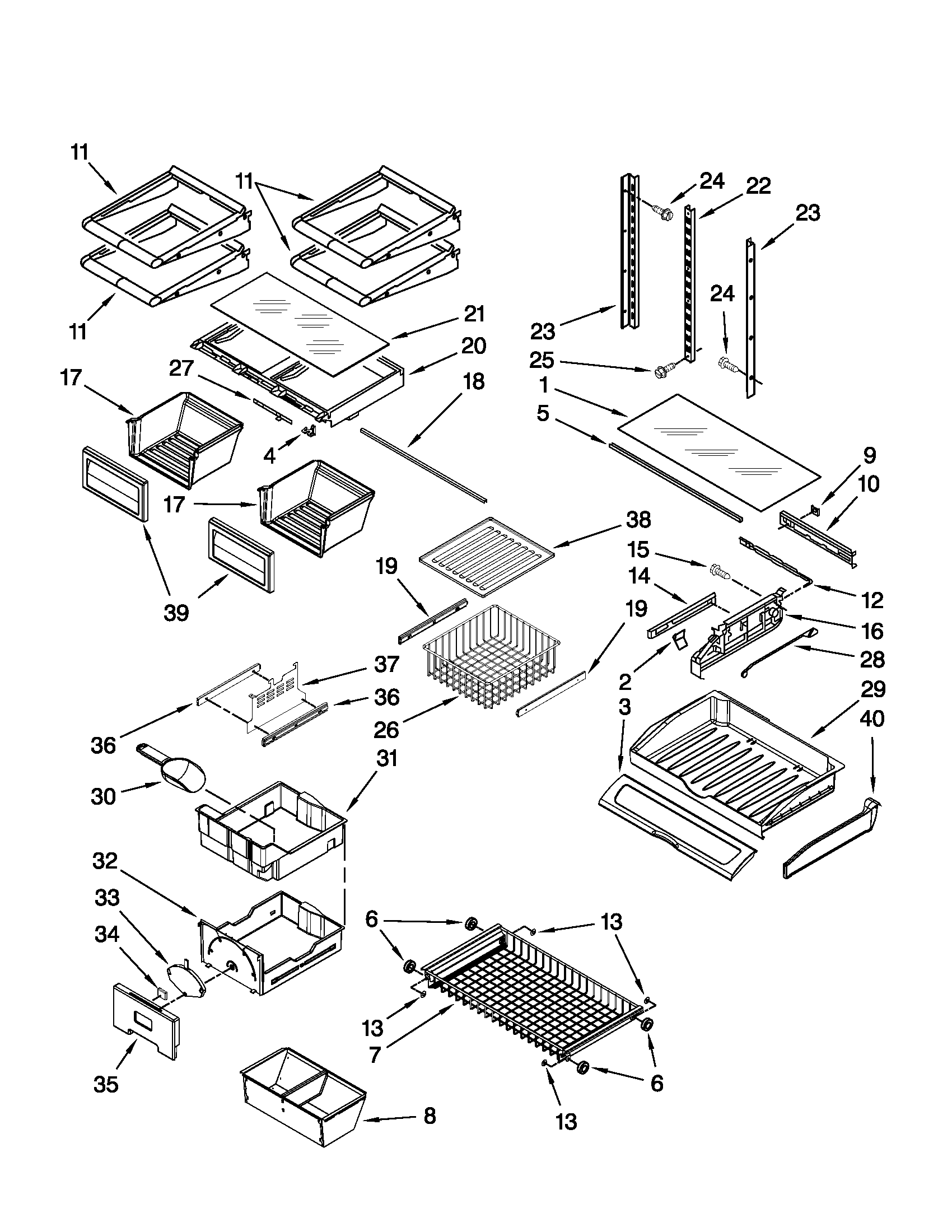Jenn-Air JFC2290VTB3 shelf parts diagram