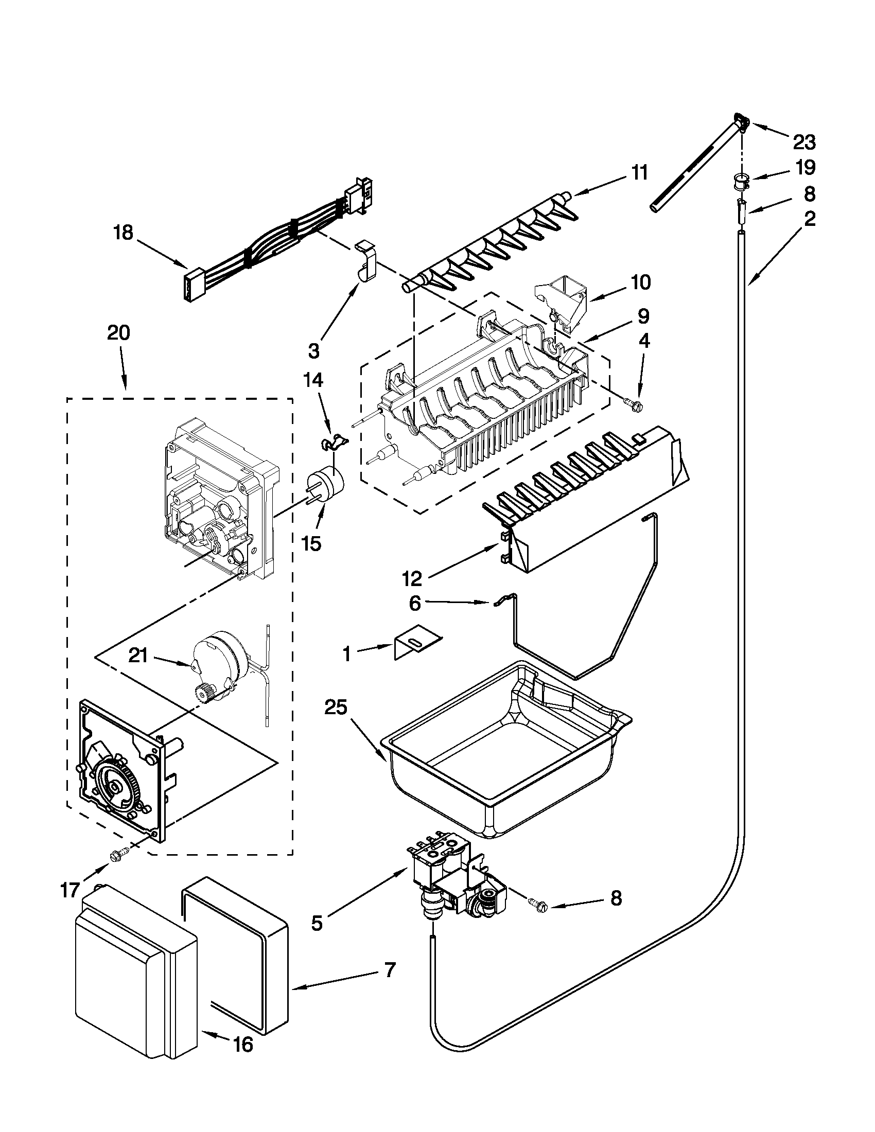 Jenn-Air JFC2290VTB3 icemaker parts diagram