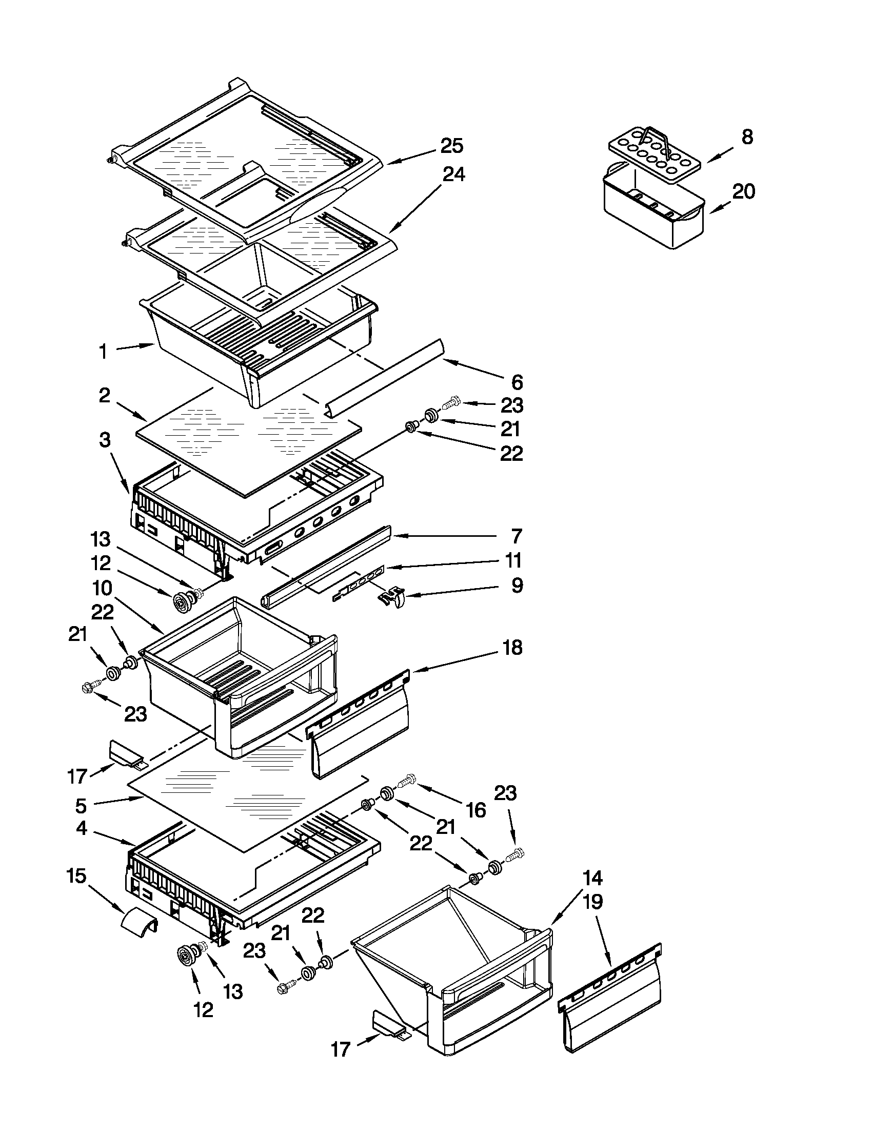 Whirlpool BRS70FRANA00 refrigerator shelf parts diagram
