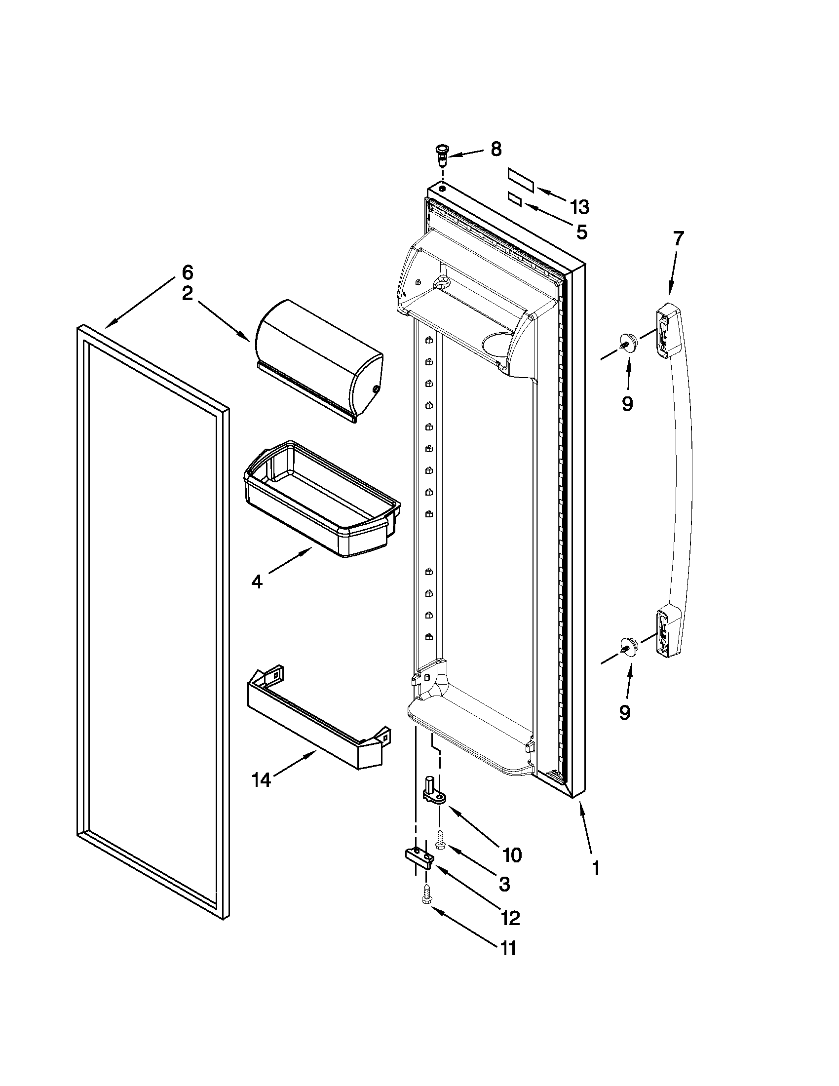 Whirlpool BRS70FRANA00 refrigerator door parts diagram