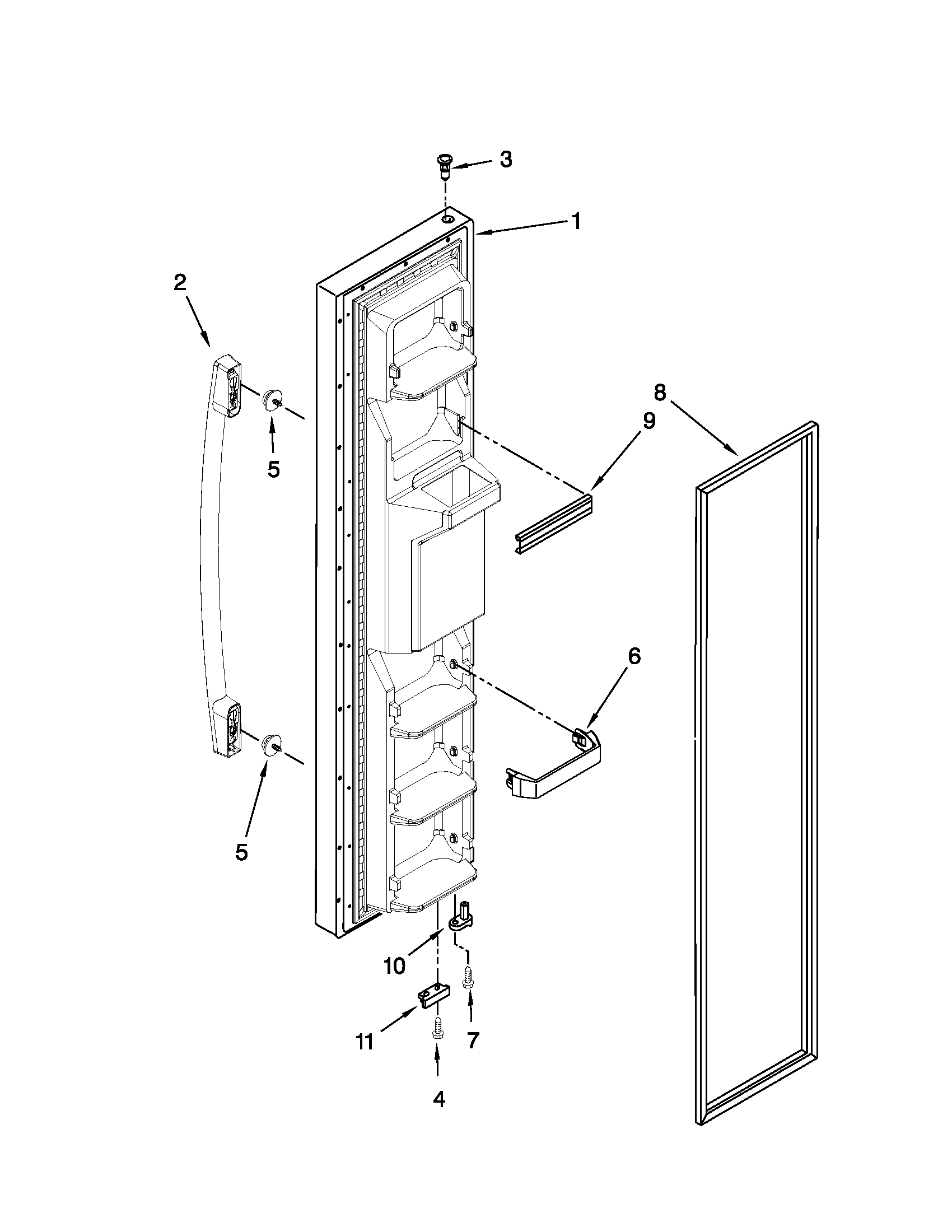 Whirlpool BRS70FRANA00 freezer door parts diagram