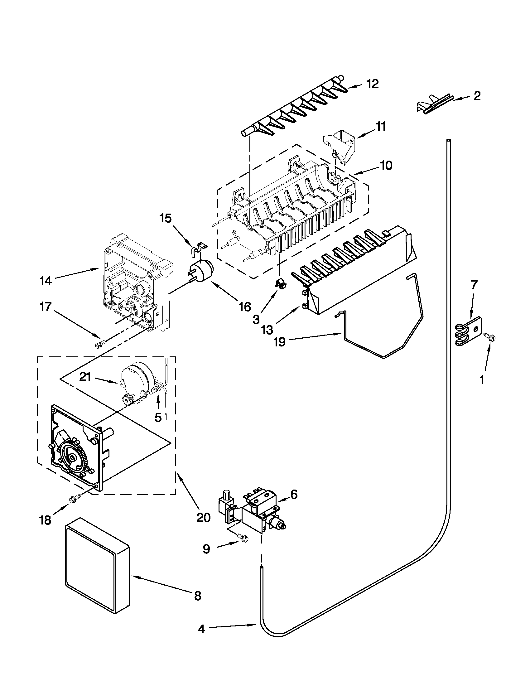 Whirlpool BRS70FRANA00 icemaker parts diagram
