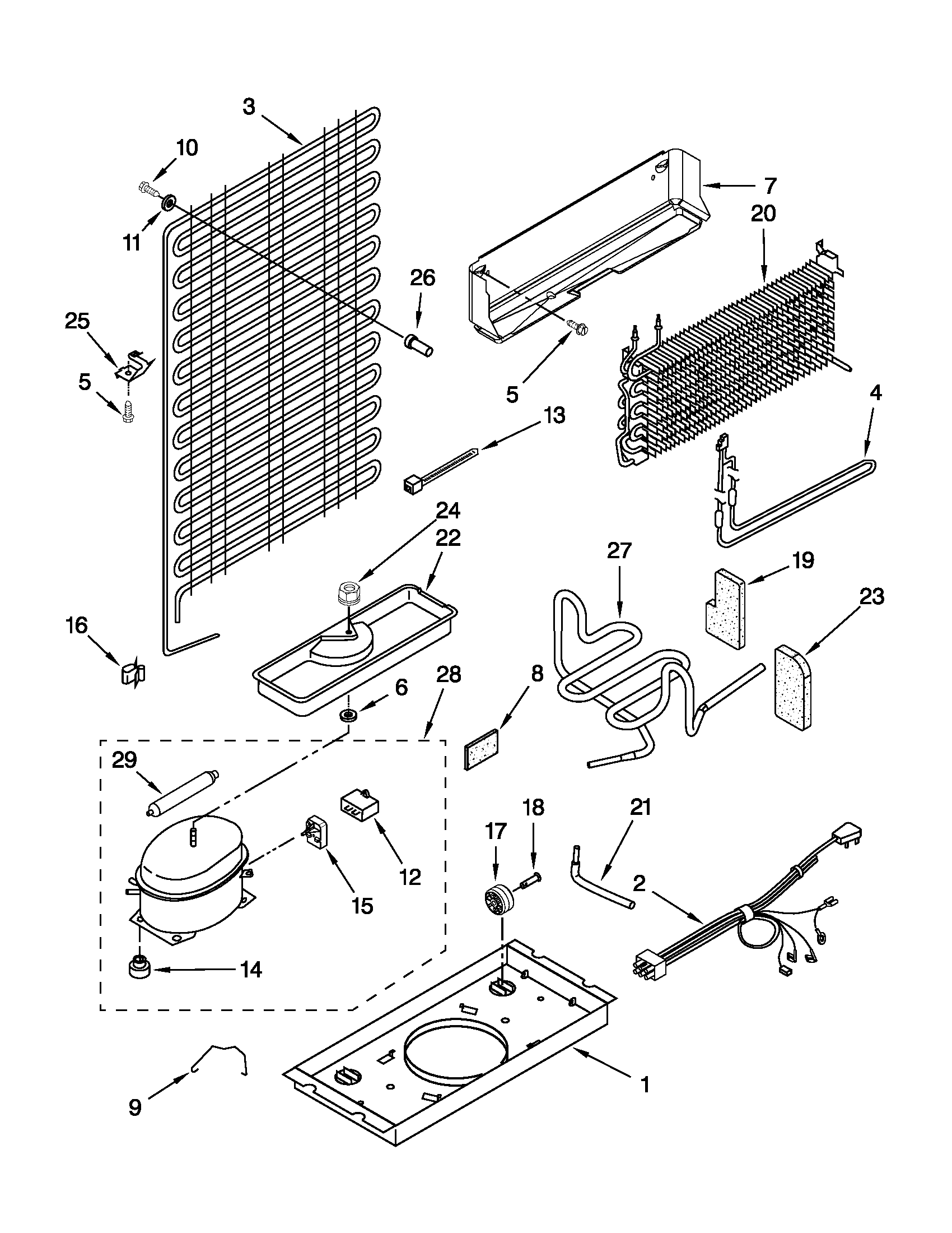 Whirlpool W5TXEWFWB01 unit parts diagram