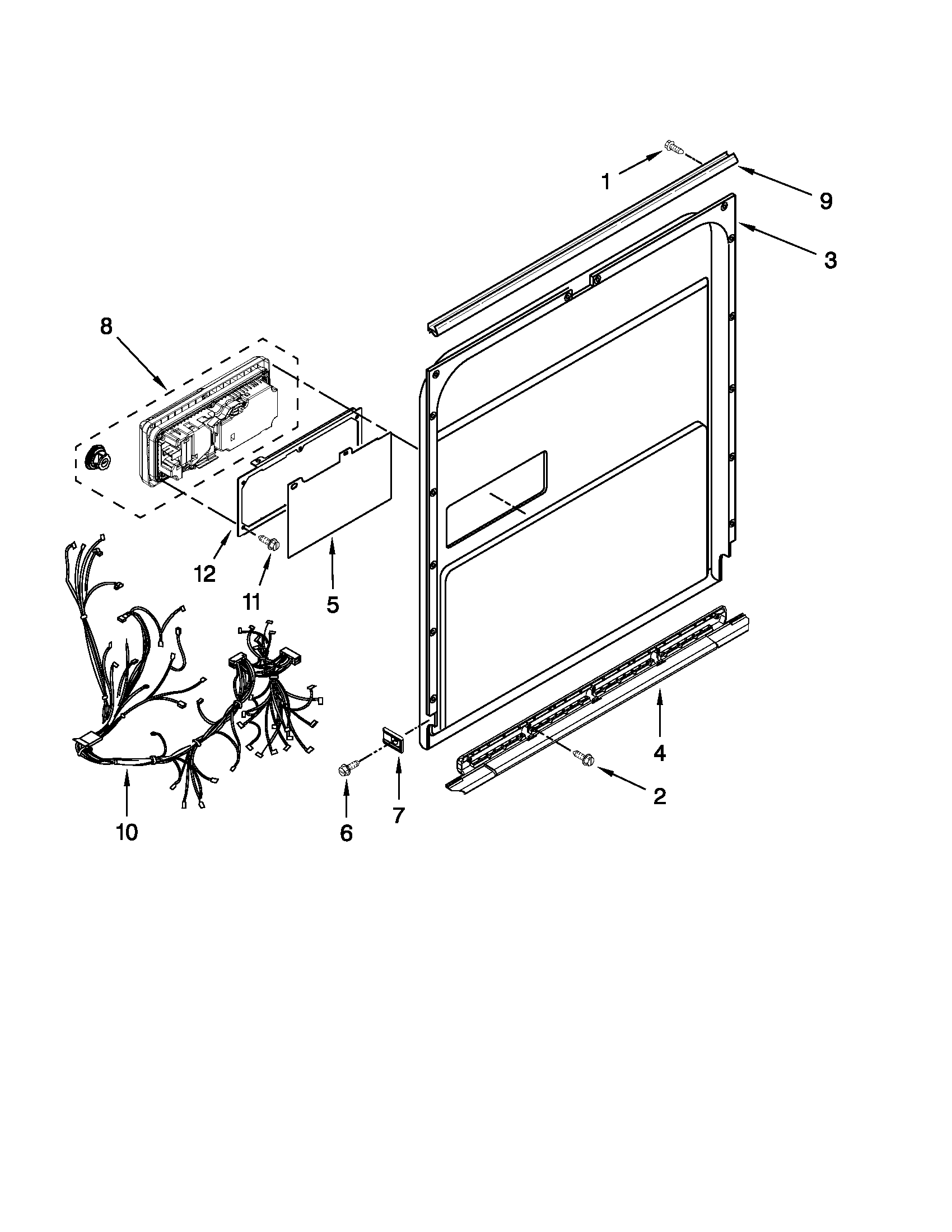 KitchenAid KUDE20IXBL8 inner door parts diagram