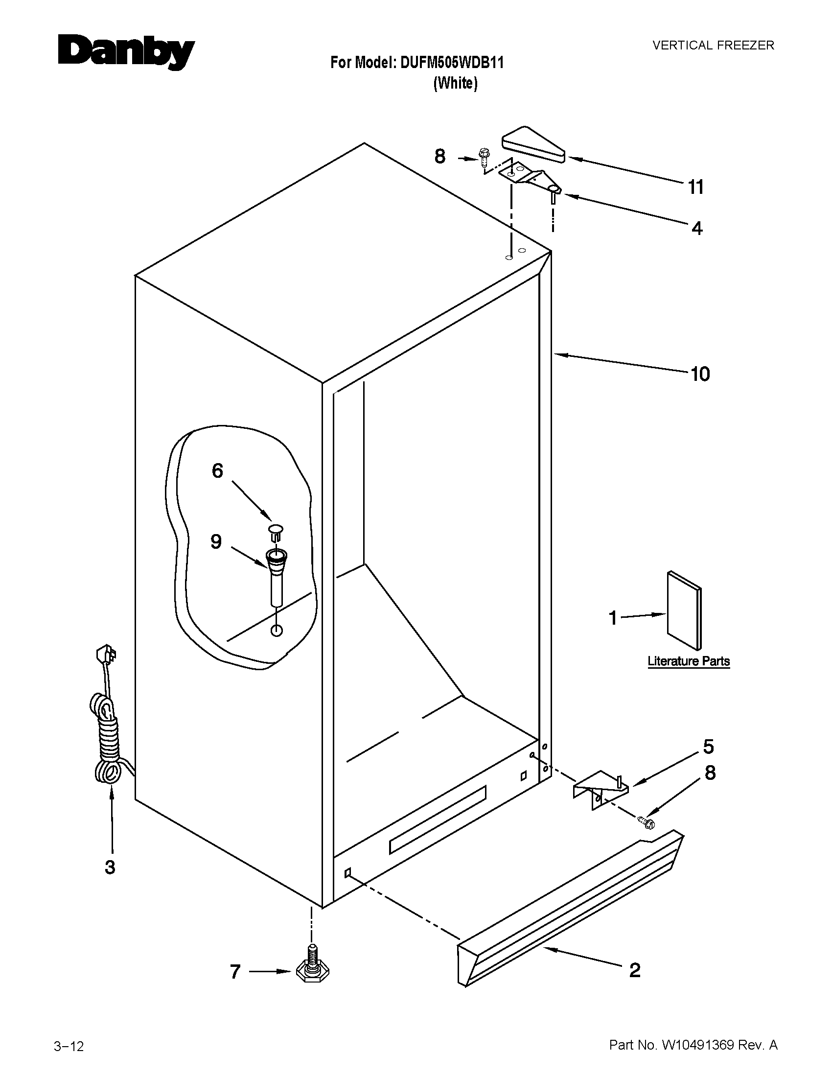 Danby DUFM505WDB11 cabinet parts diagram