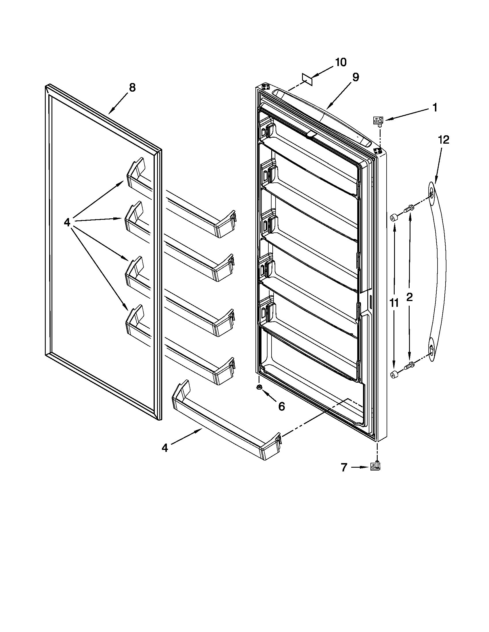 Danby DUFM505WDB11 door parts diagram