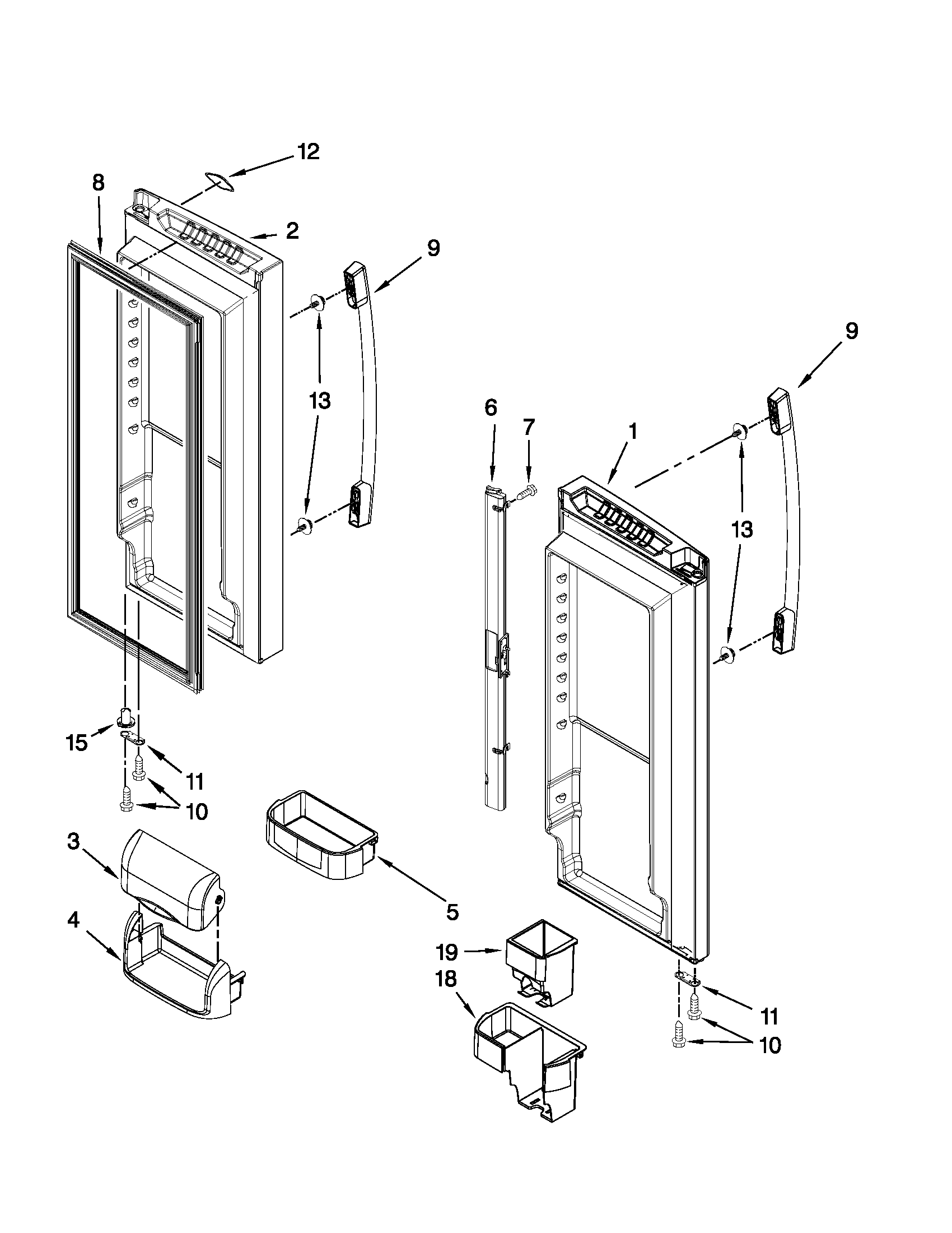 Whirlpool GX5FHTXVB06 refrigerator door parts diagram