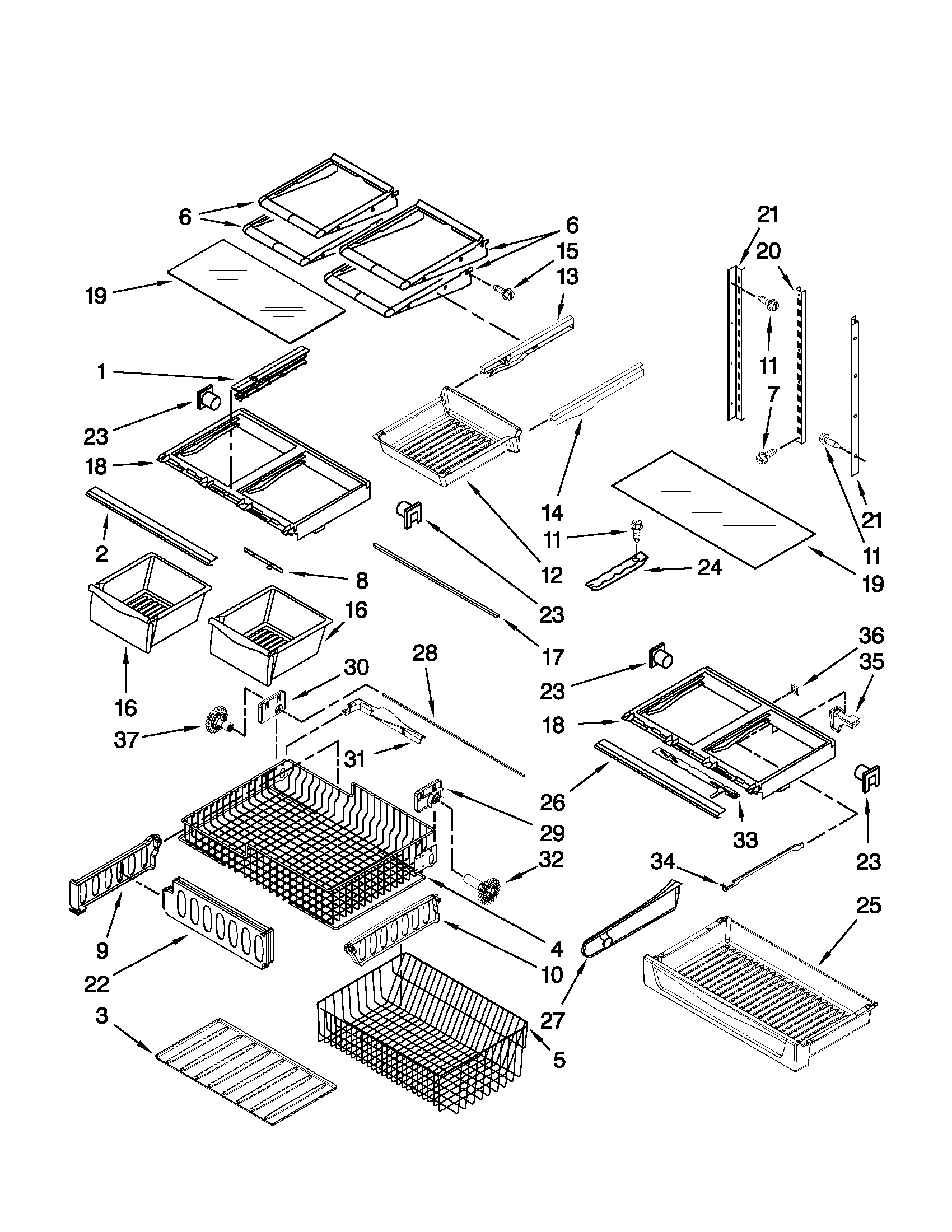 Whirlpool GX5FHTXVB06 shelf parts diagram