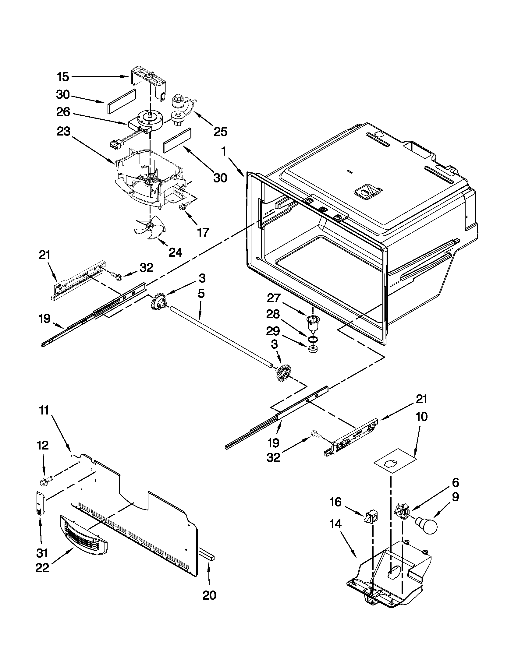 KitchenAid KFIS20XVMS10 freezer liner parts diagram