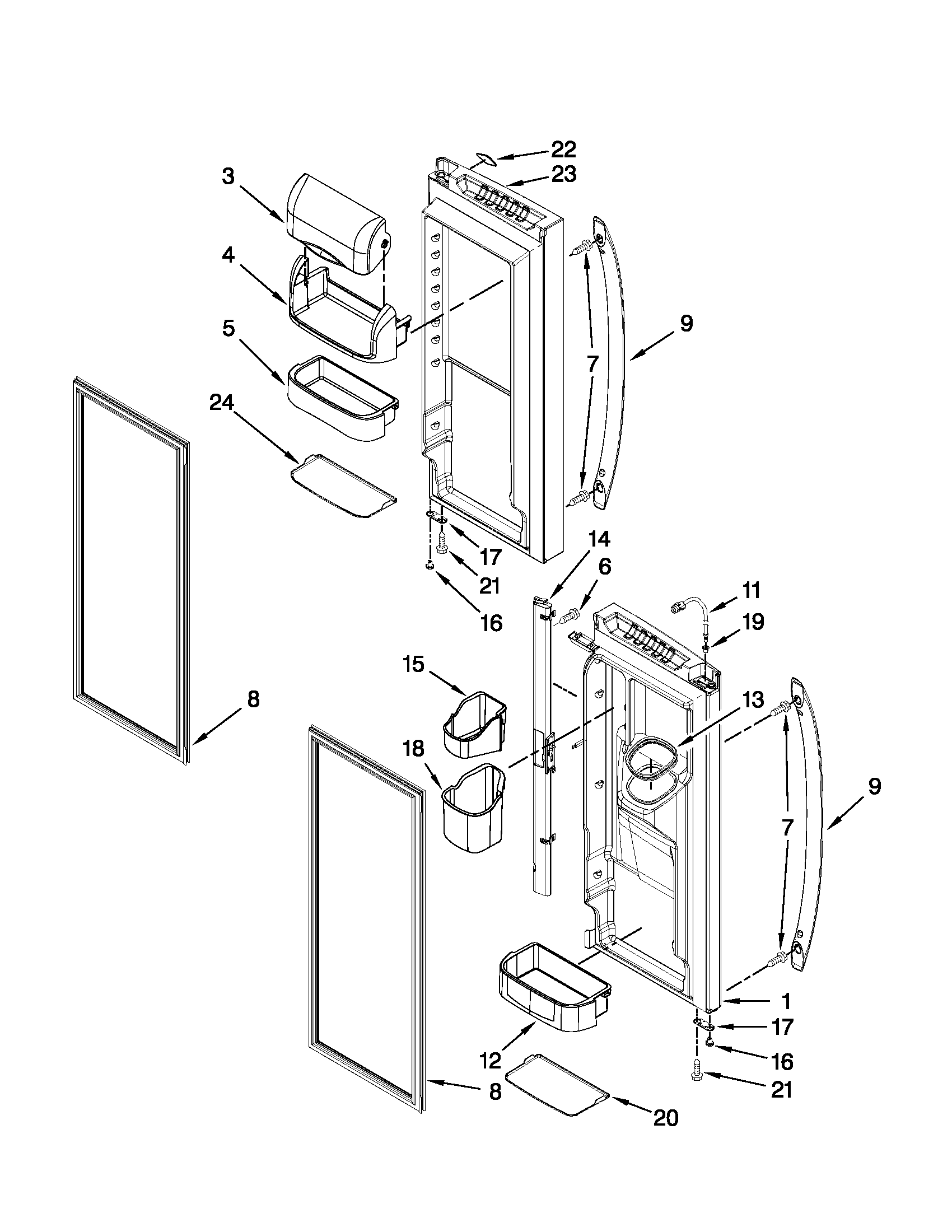 KitchenAid KFIS20XVMS10 refrigerator door parts diagram