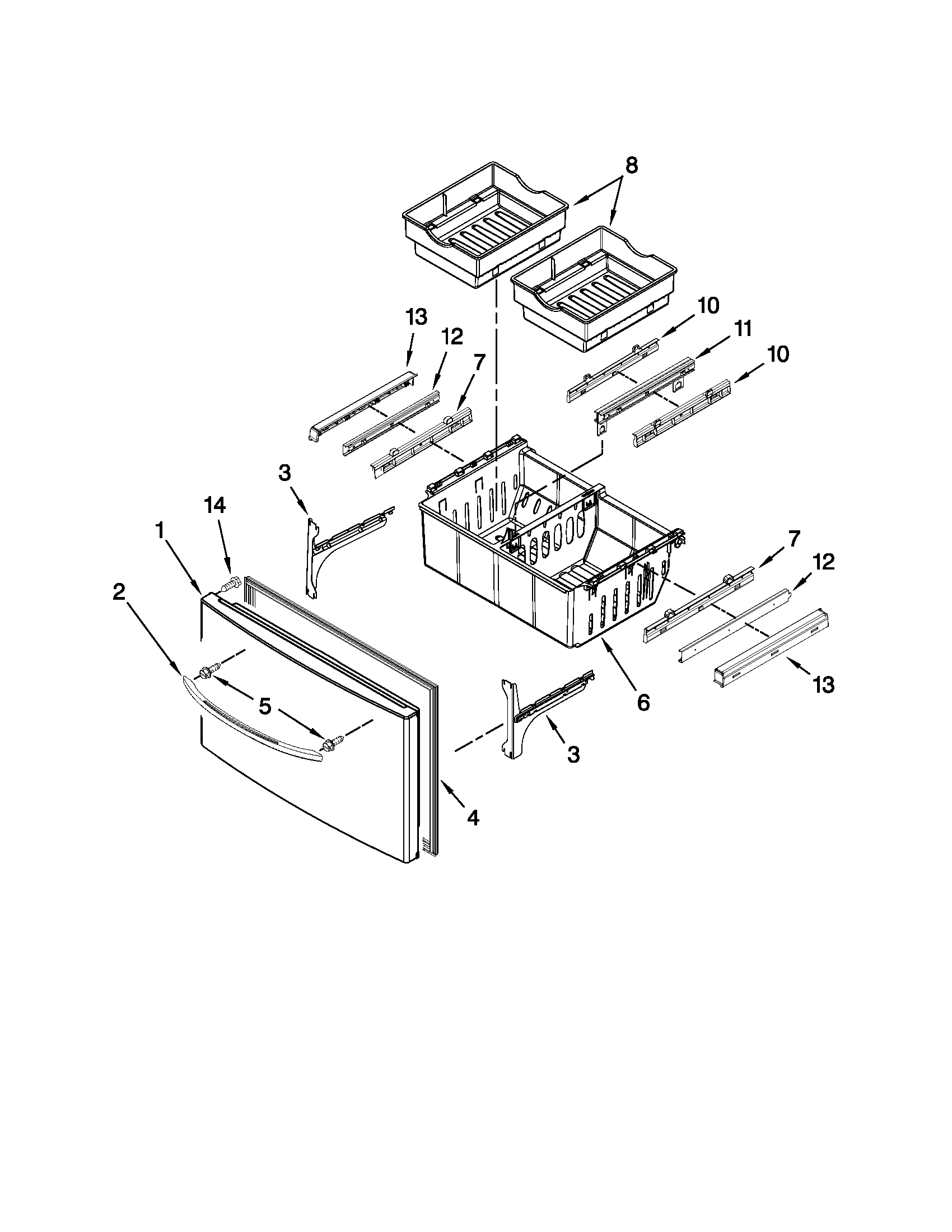 KitchenAid KFIS20XVMS10 freezer door parts diagram