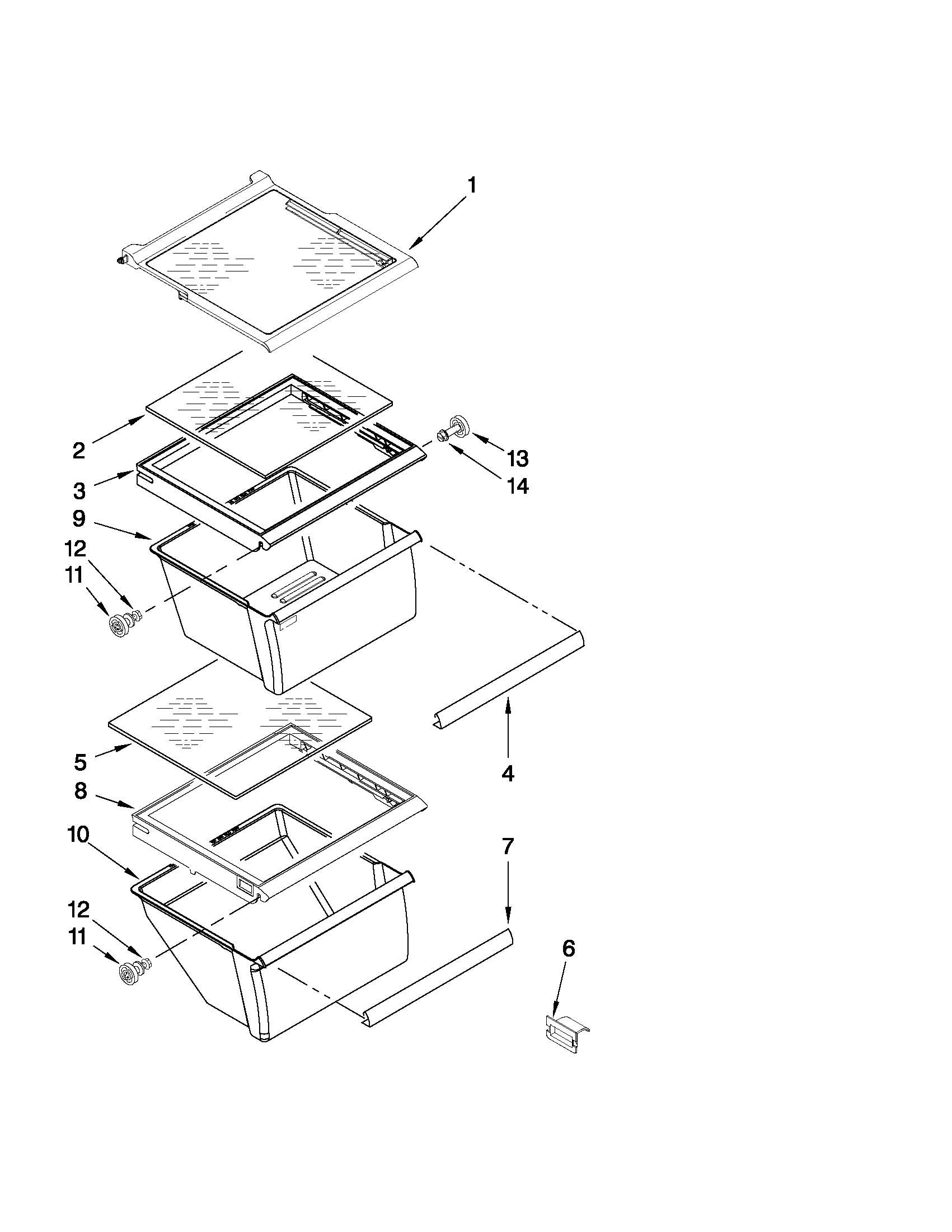 Maytag MSD2542VEU00 refrigerator shelf parts diagram