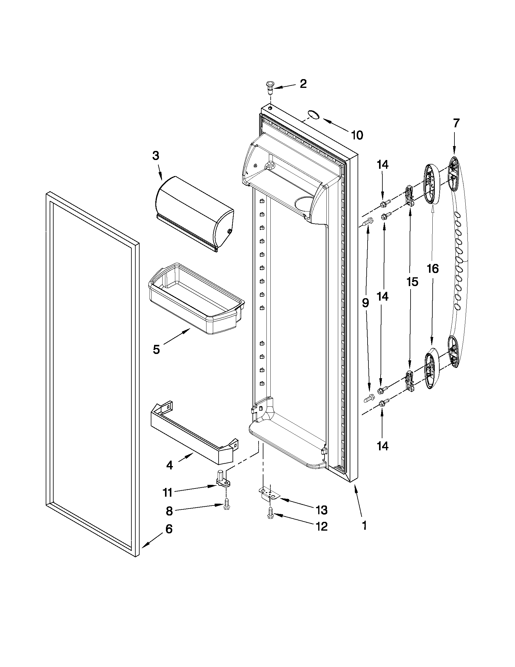 Maytag MSD2542VEU00 refrigerator door parts diagram