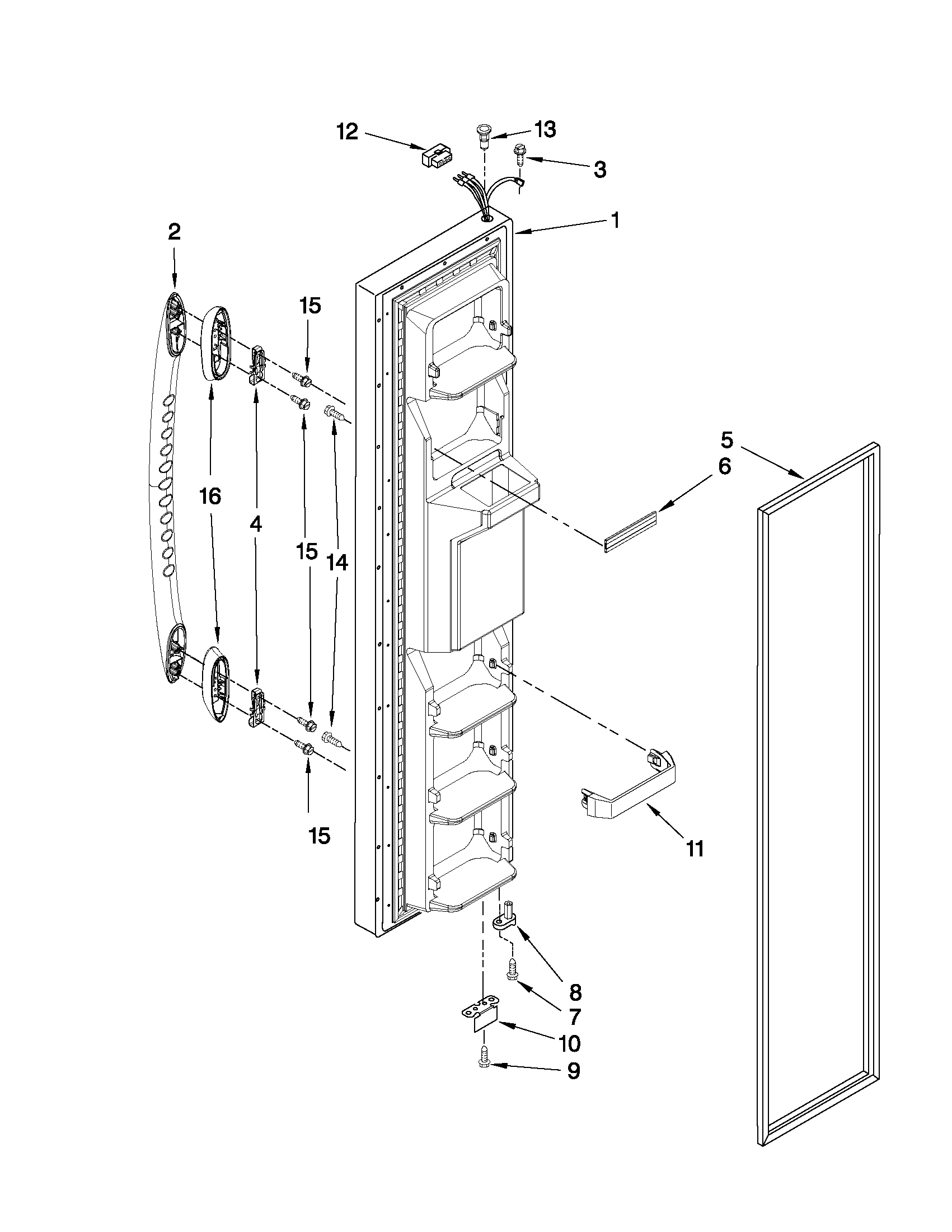 Maytag MSD2542VEU00 freezer door parts diagram