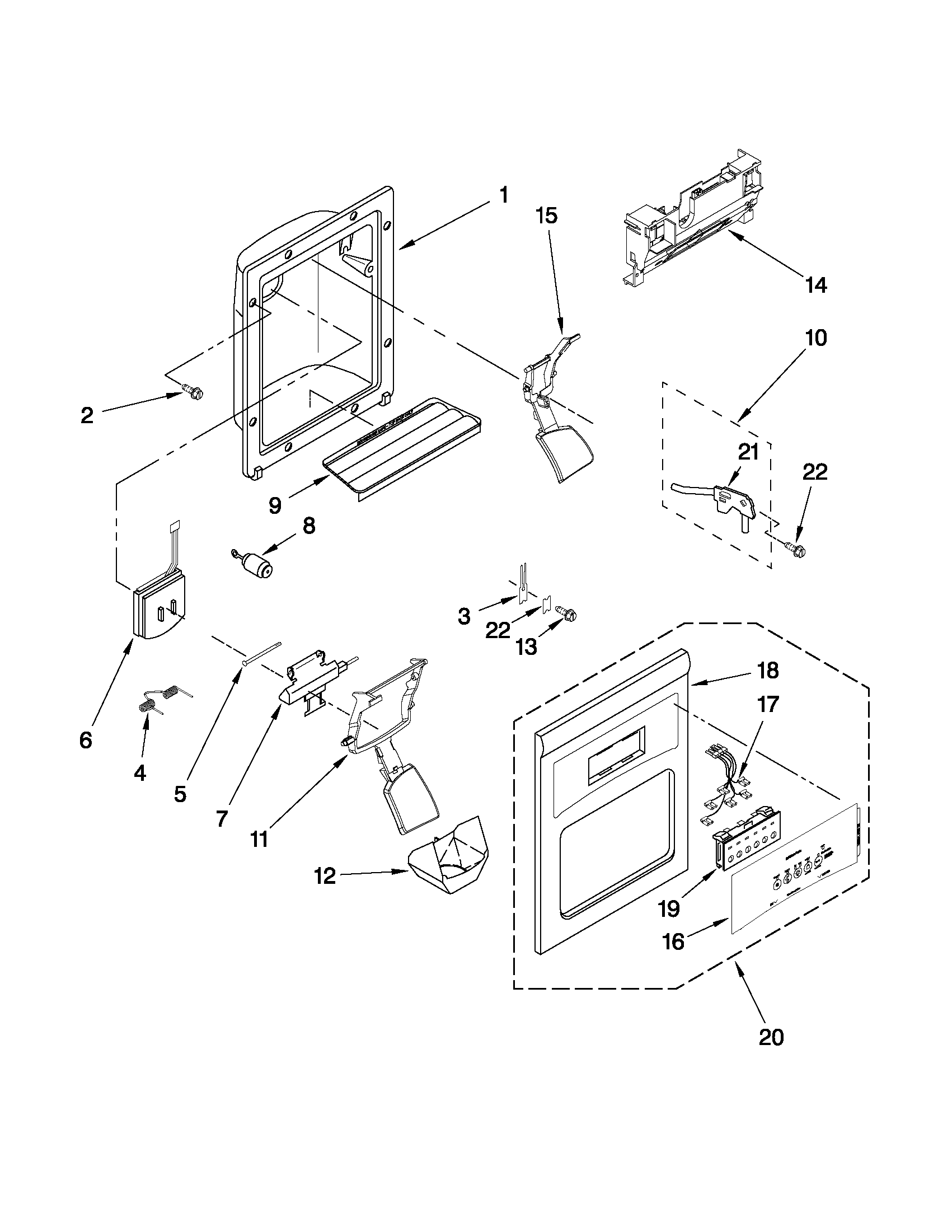 Maytag MSD2542VEU00 dispenser front parts diagram