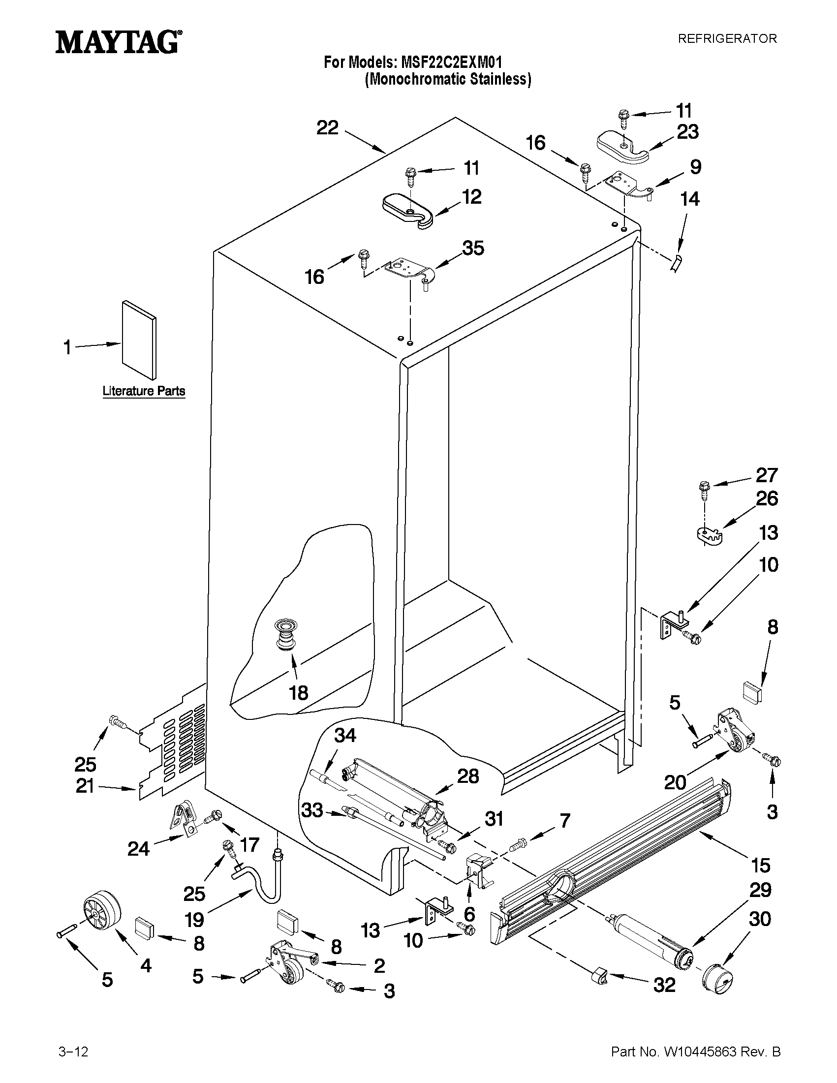 Maytag MSF22C2EXM01 cabinet parts diagram