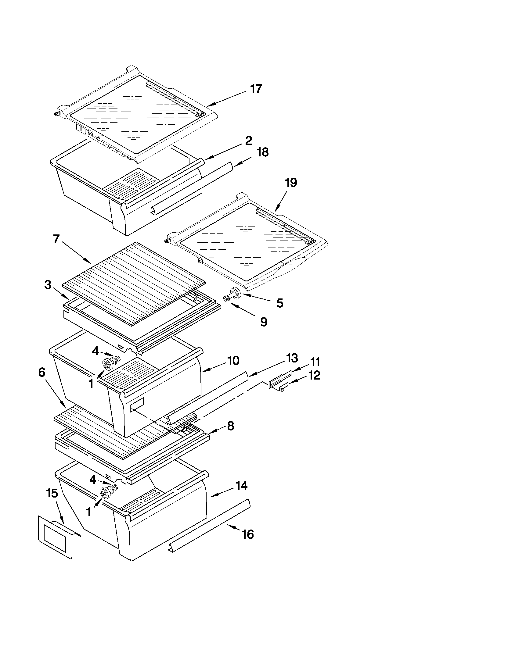 Maytag MSF22C2EXM01 refrigerator shelf parts diagram