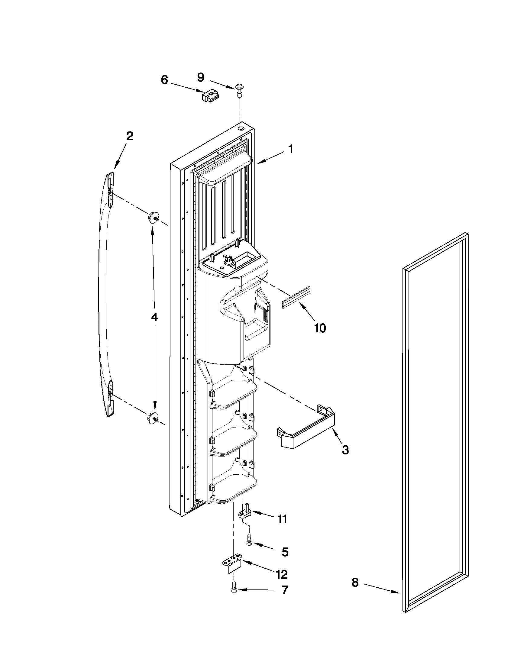 Maytag MSF22C2EXM01 freezer door parts diagram