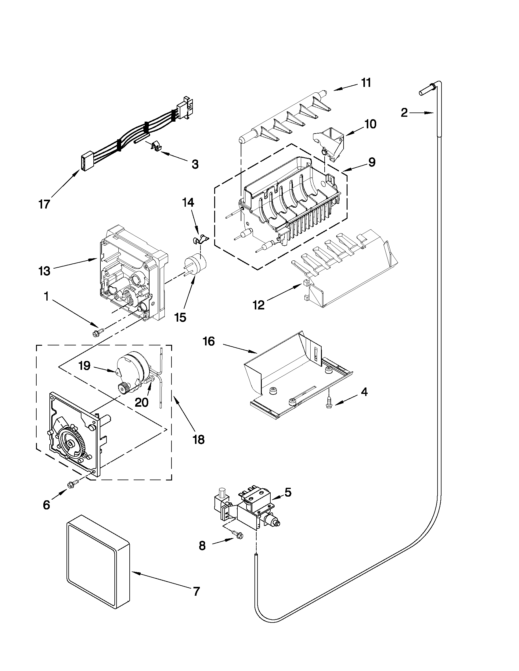 Maytag MSF22C2EXM01 icemaker parts diagram
