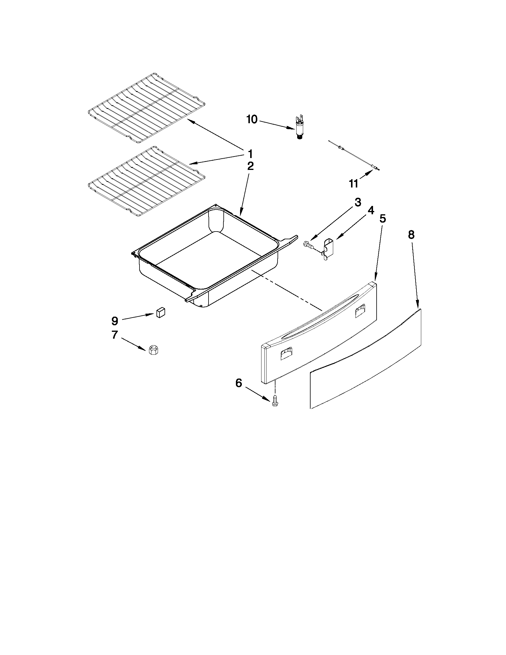 Jenn-Air JES8850CAS01 drawer and rack parts diagram