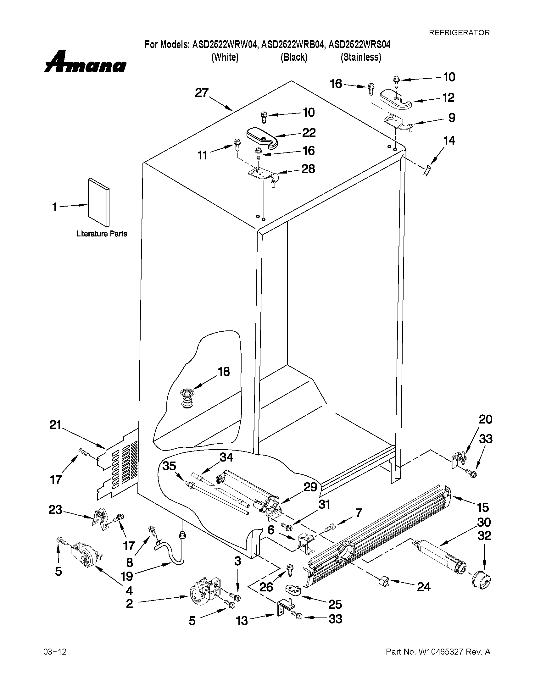 Amana ASD2522WRS04 cabinet parts diagram