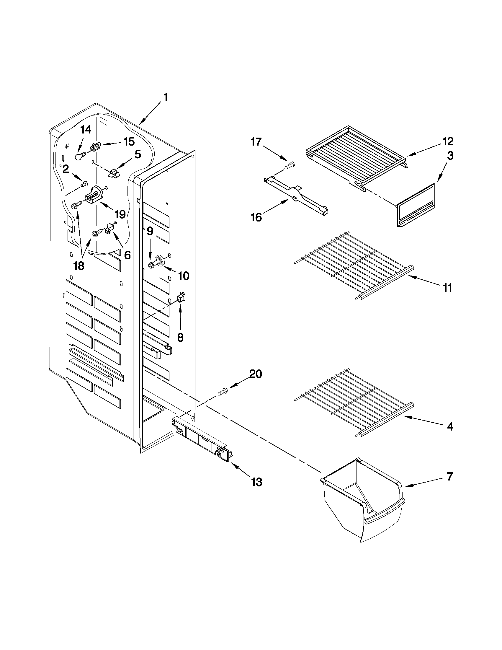 Amana ASD2522WRS04 freezer liner parts diagram