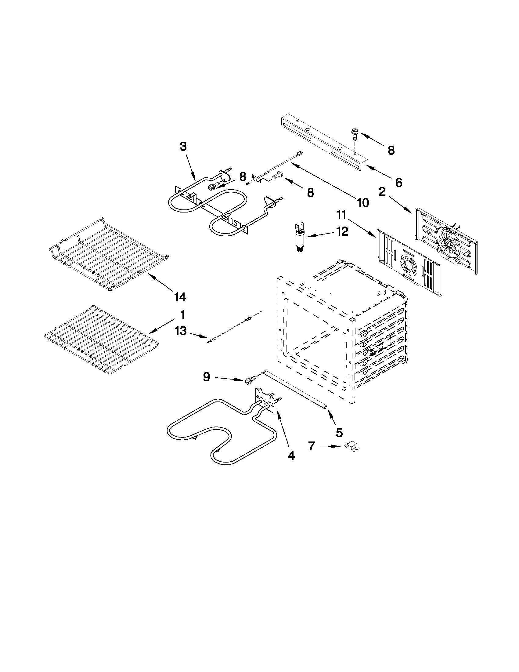 Jenn-Air JJW2427WS01 internal oven parts diagram