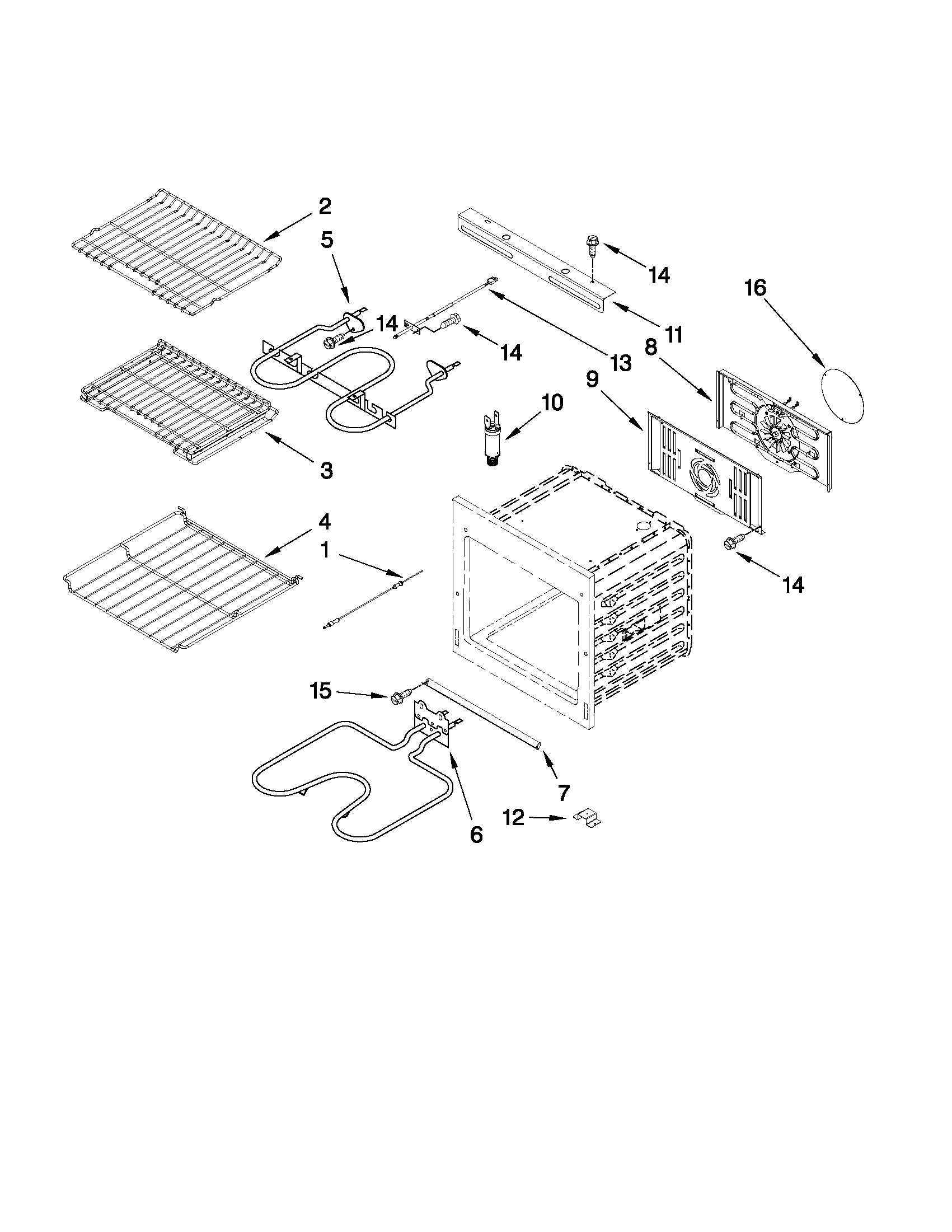 Jenn-Air JJW2727WS01 internal oven parts diagram