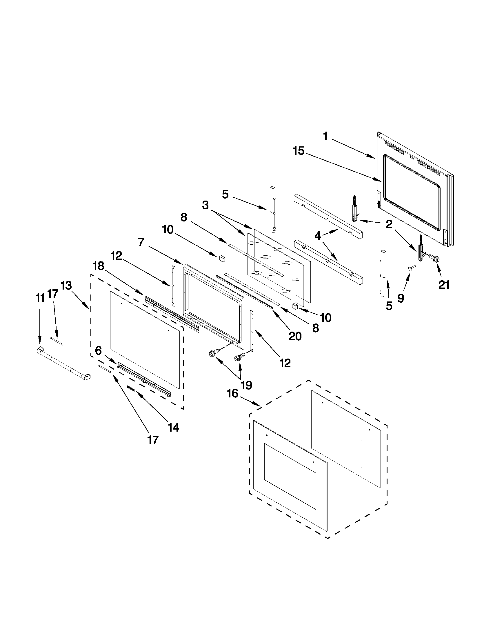 Jenn-Air JJW2430WP01 oven door parts diagram