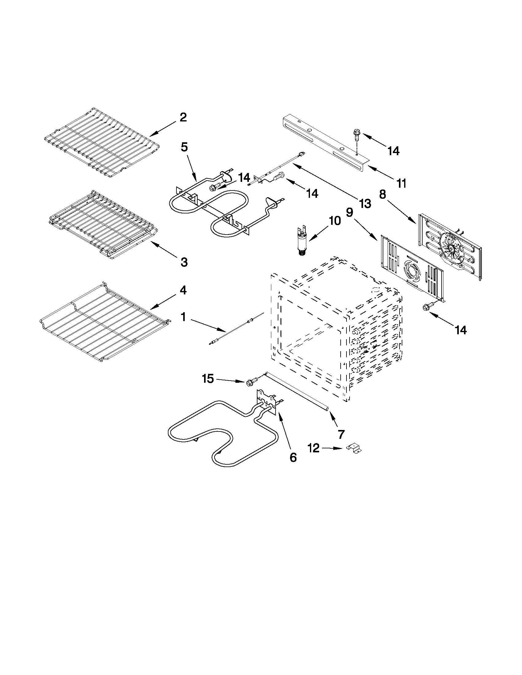 Jenn-Air JJW2430WP01 internal oven parts diagram