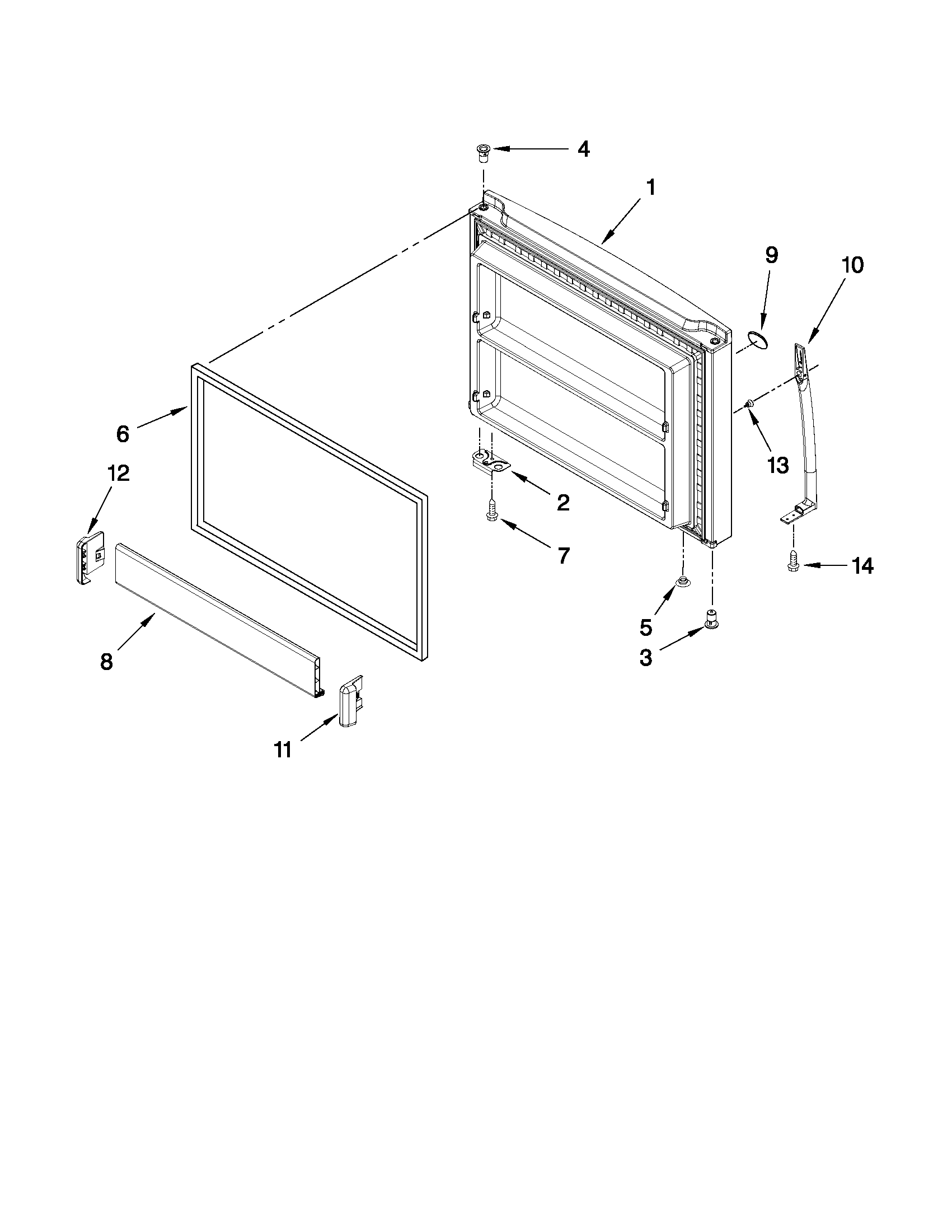 Maytag 5VM9BXGFYW00 freezer door parts diagram